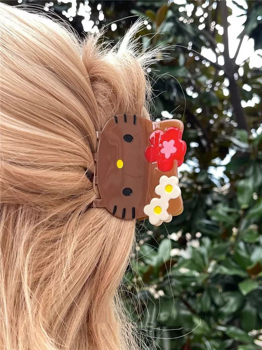 Sanrio Tan Hellokitty Hair Clip Hair Pin Vance clip Hair Accessories｜2 Count (Pack of 1)