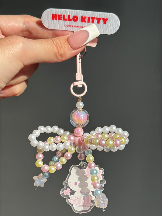 Hellokitty Phone Charm with Beaded Marble Cell Phone Lanyard with Tether Tab Phone Chain Strap Hands-Free Wrist Strap