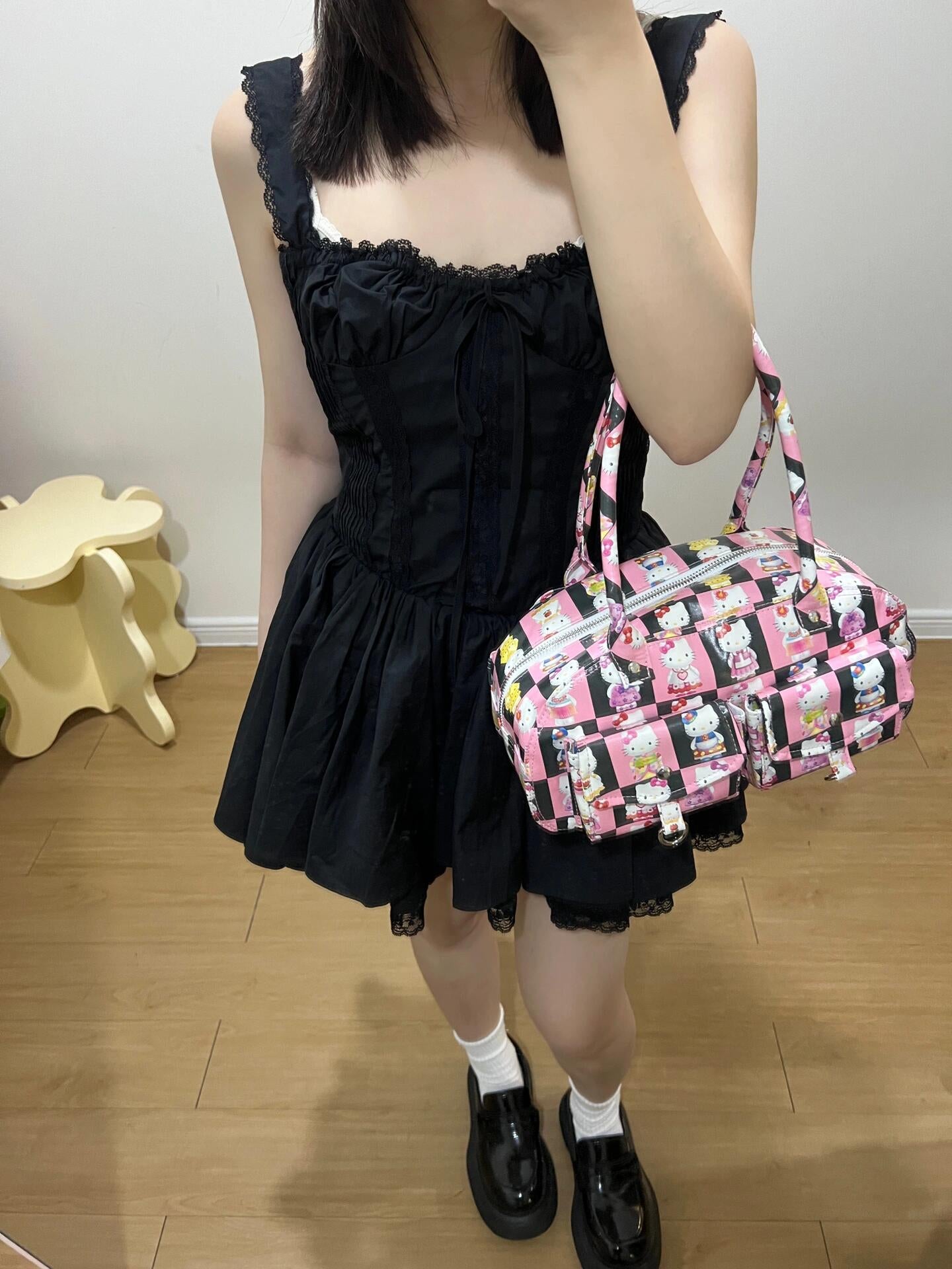 Hellokitty Clutch Tote Two Pockets Handbags Zipper Closure Crossbody Bags Shoulder Purse Handbag for Women