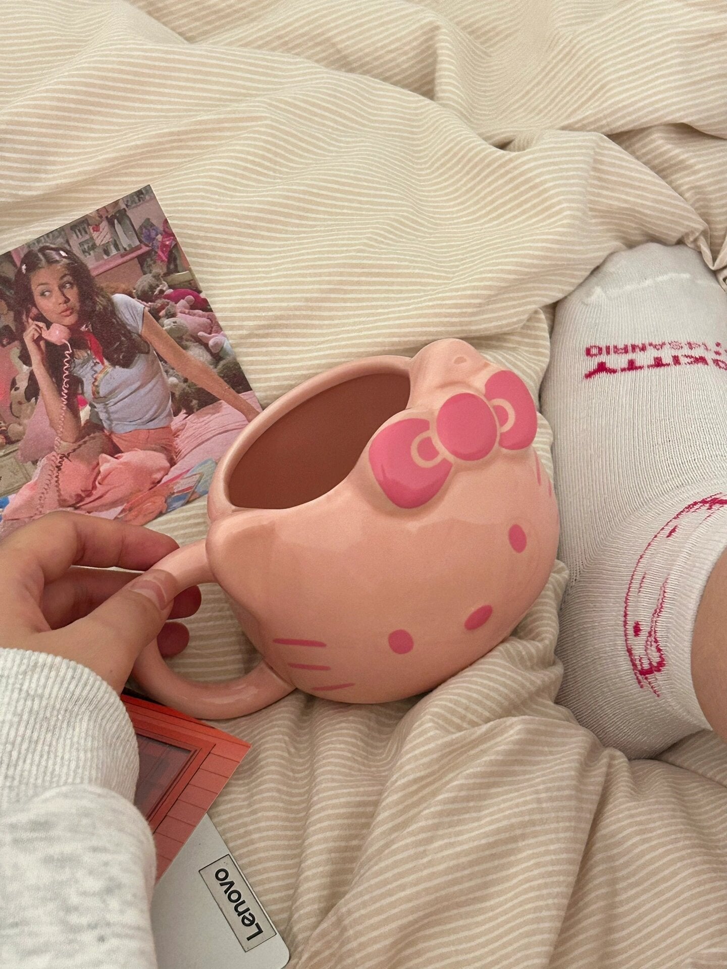 KT Pink Cute Ceramic Coffee Mug Birthday Novelty Gifts for Women Kids
