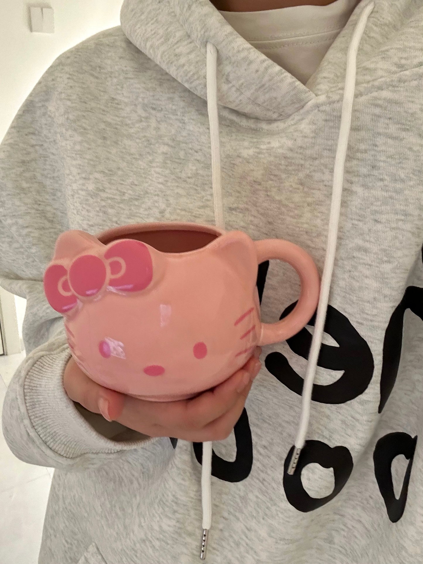 KT Pink Cute Ceramic Coffee Mug Birthday Novelty Gifts for Women Kids