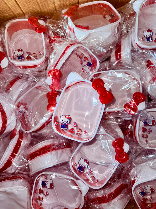 Sanrio Clear Figure Display Bag with Keychain Portable Small Doll Storage Hanging Blind Boxes Organizer Zipper Closure Dustproof Collectibles Case