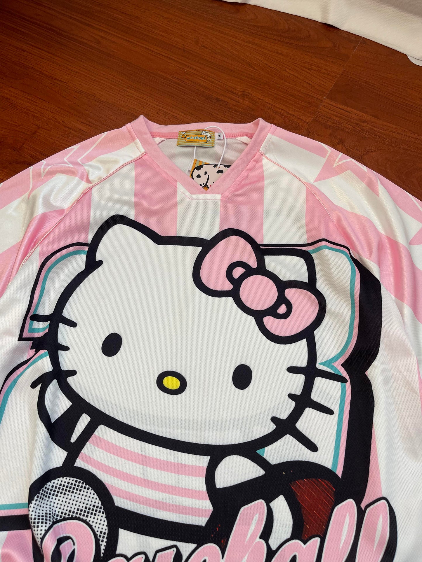 Hellokitty Cute Baseball Jersey Shirts Sports Uniform Summer Loose Short Sleeve Tops T-Shirts