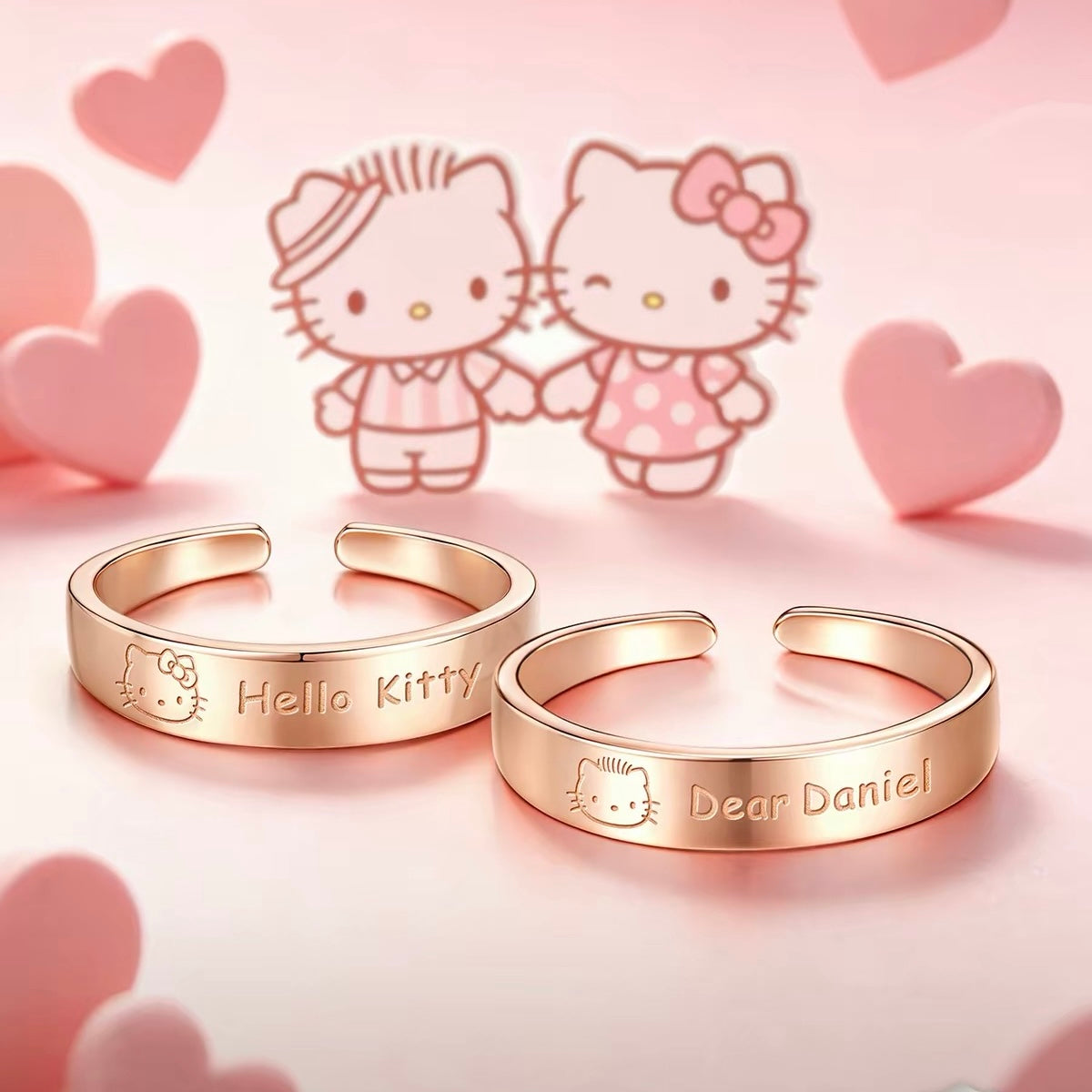 Hello Kitty & Daniel Couple's Open Rings
