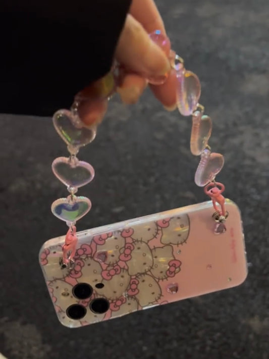 Hellokitty Glitter Pearly-Lustre Shell Pattern Phone Case Compatible with iPhone