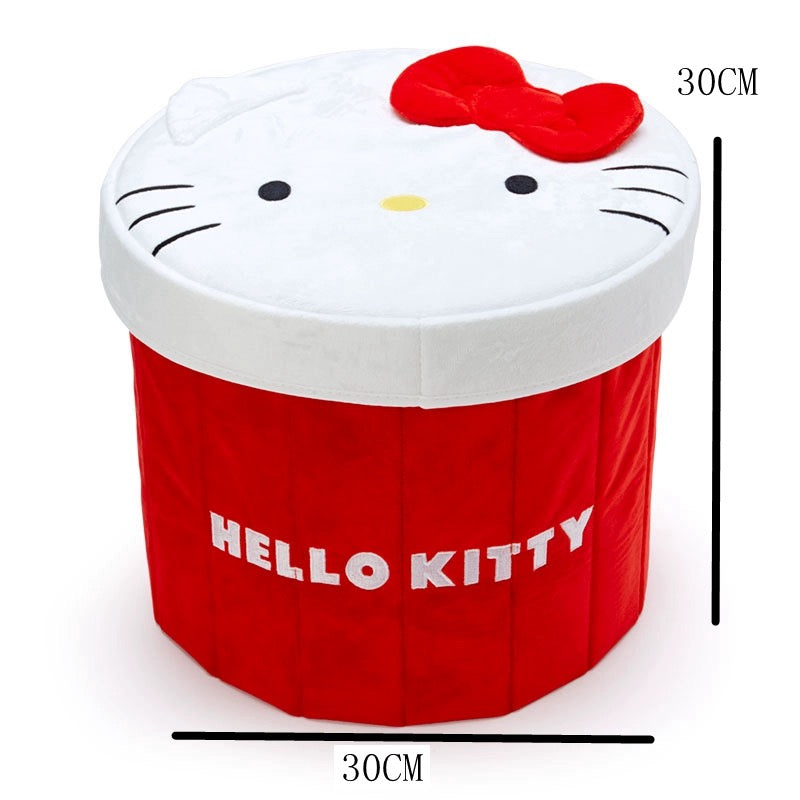 Sanrio Kawaii Collapsible Storage Bin Cute Cylindrical Storage Box Foldable Baskets Kawaii Office Desk Organizer Cute Room Decor