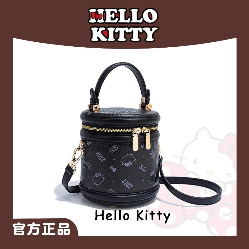 Hellokitty Bucket Handbag Hobo Crossbody Shoulder Bag with Double Metal Zipper