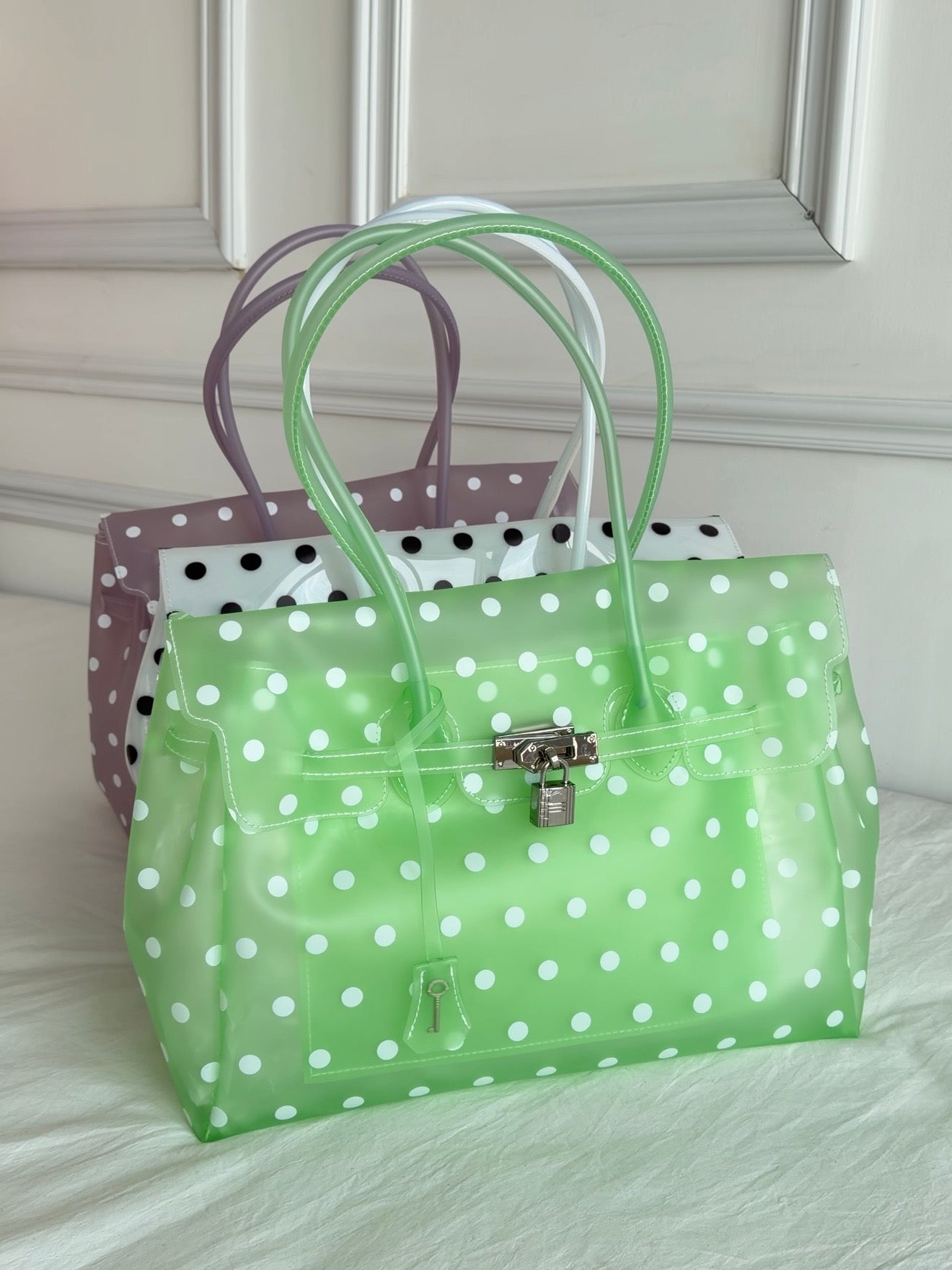 Girly Polka Dots Jelly Tote Shoulder Bag
