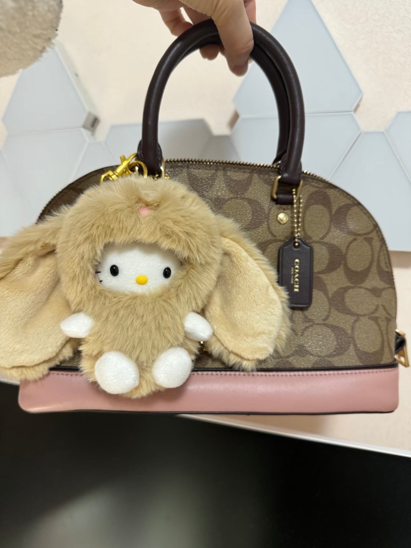 Hello Kitty Angora Rabbit Cute Pendant Doll Keyring Accessories Pendant Toy Girls Gift