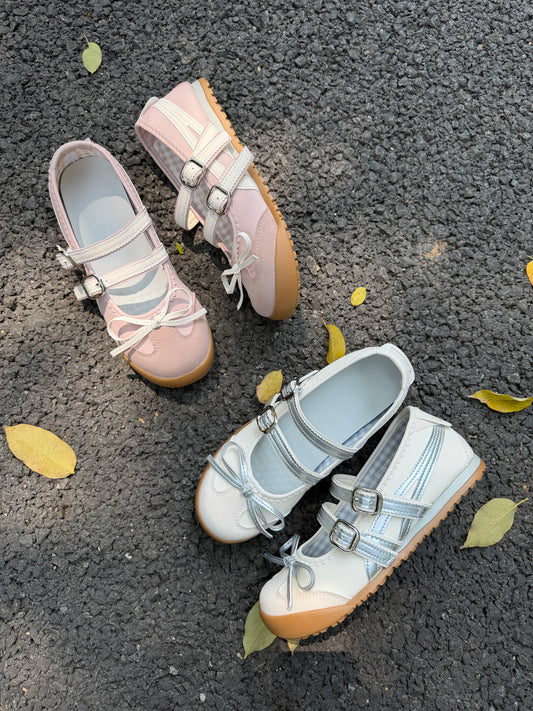 Girly Bowtie Strap Ballet Flat Shoes Mary Janes Low Top Cute Casual Lightweight Shoes