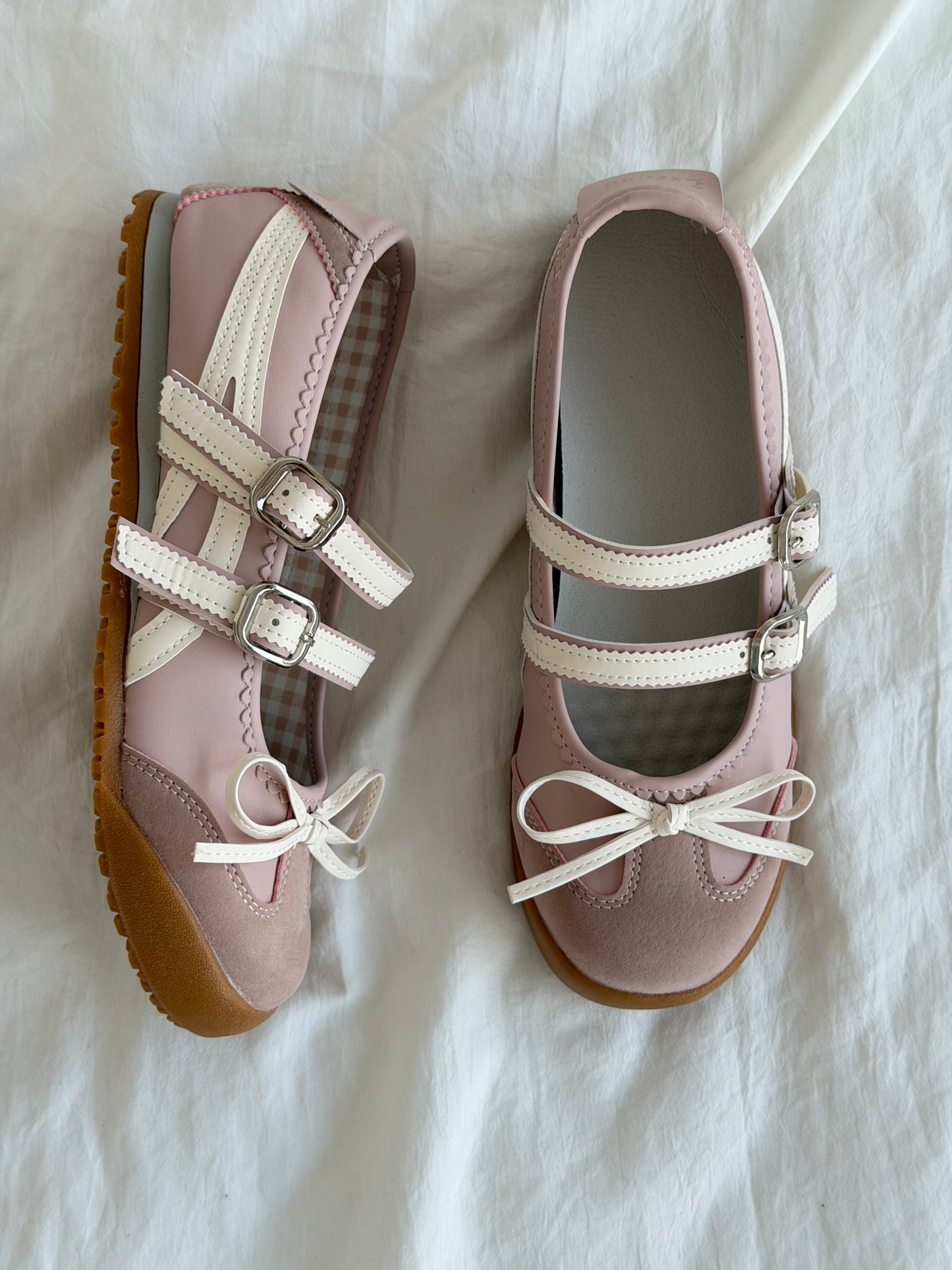 Girly Bowtie Strap Ballet Flat Shoes Mary Janes Low Top Cute Casual Lightweight Shoes