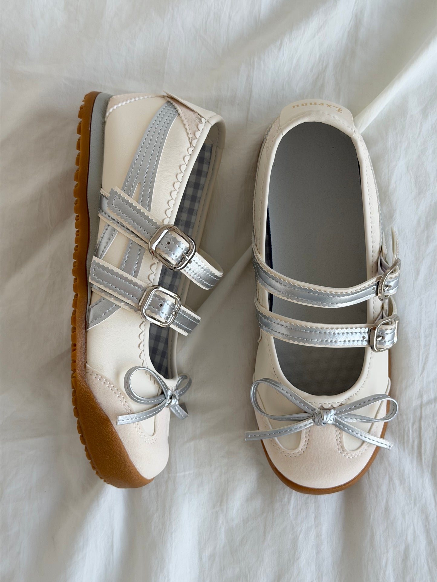 Girly Bowtie Strap Ballet Flat Shoes Mary Janes Low Top Cute Casual Lightweight Shoes