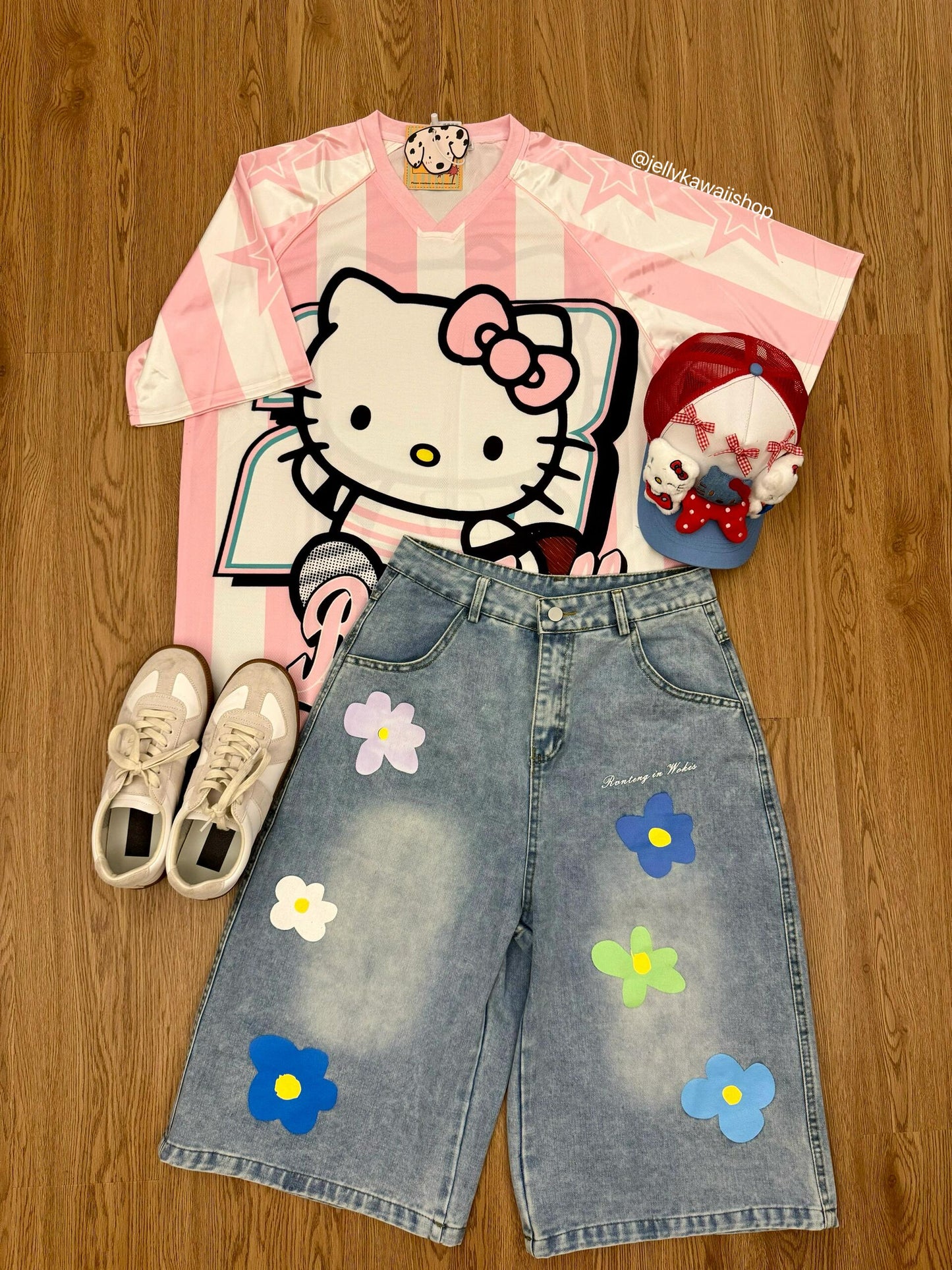 Hellokitty Cute Baseball Jersey Shirts Sports Uniform Summer Loose Short Sleeve Tops T-Shirts