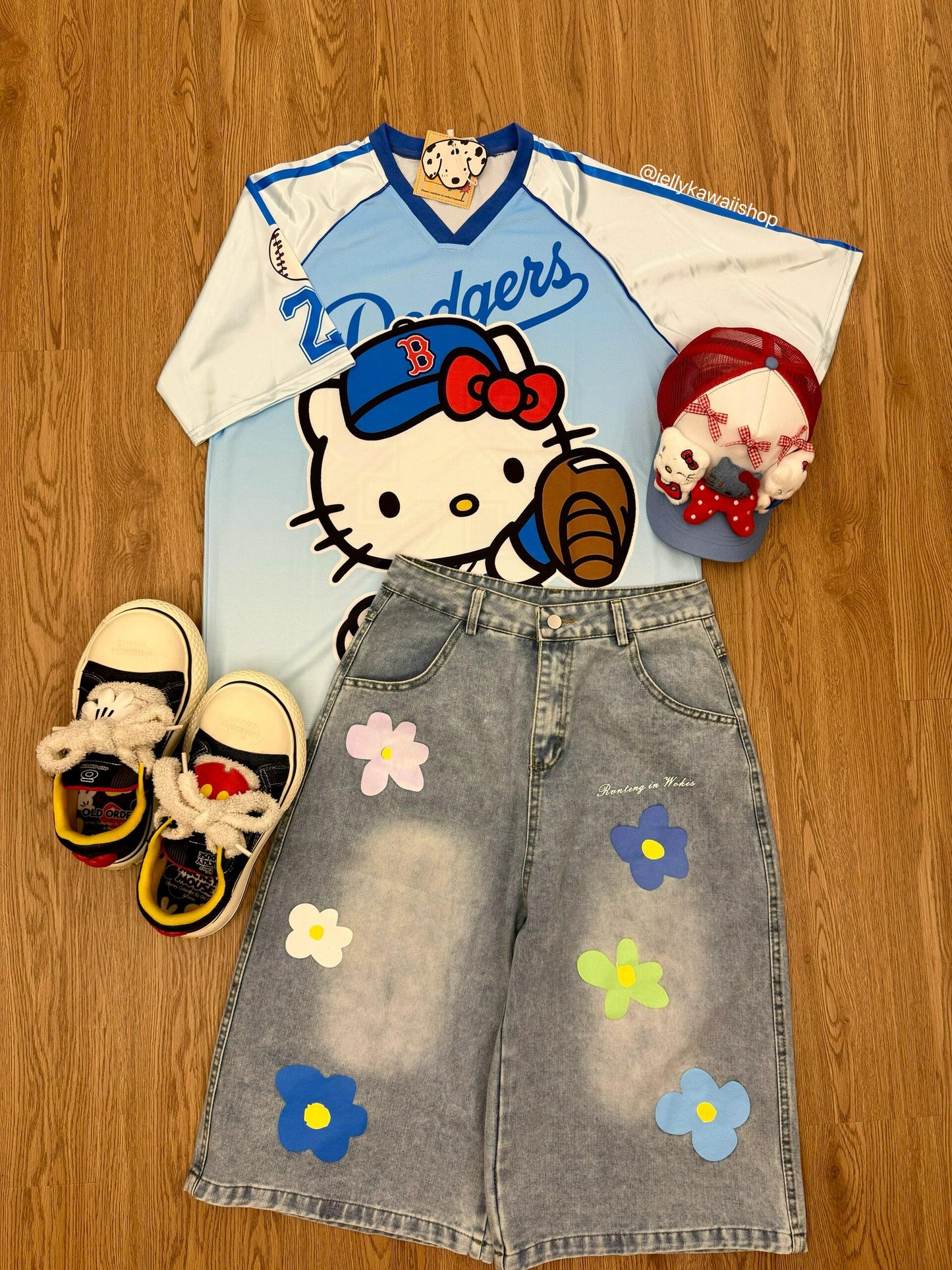Hellokitty Cute Baseball Jersey Shirts Sports Uniform Summer Loose Short Sleeve Tops T-Shirts