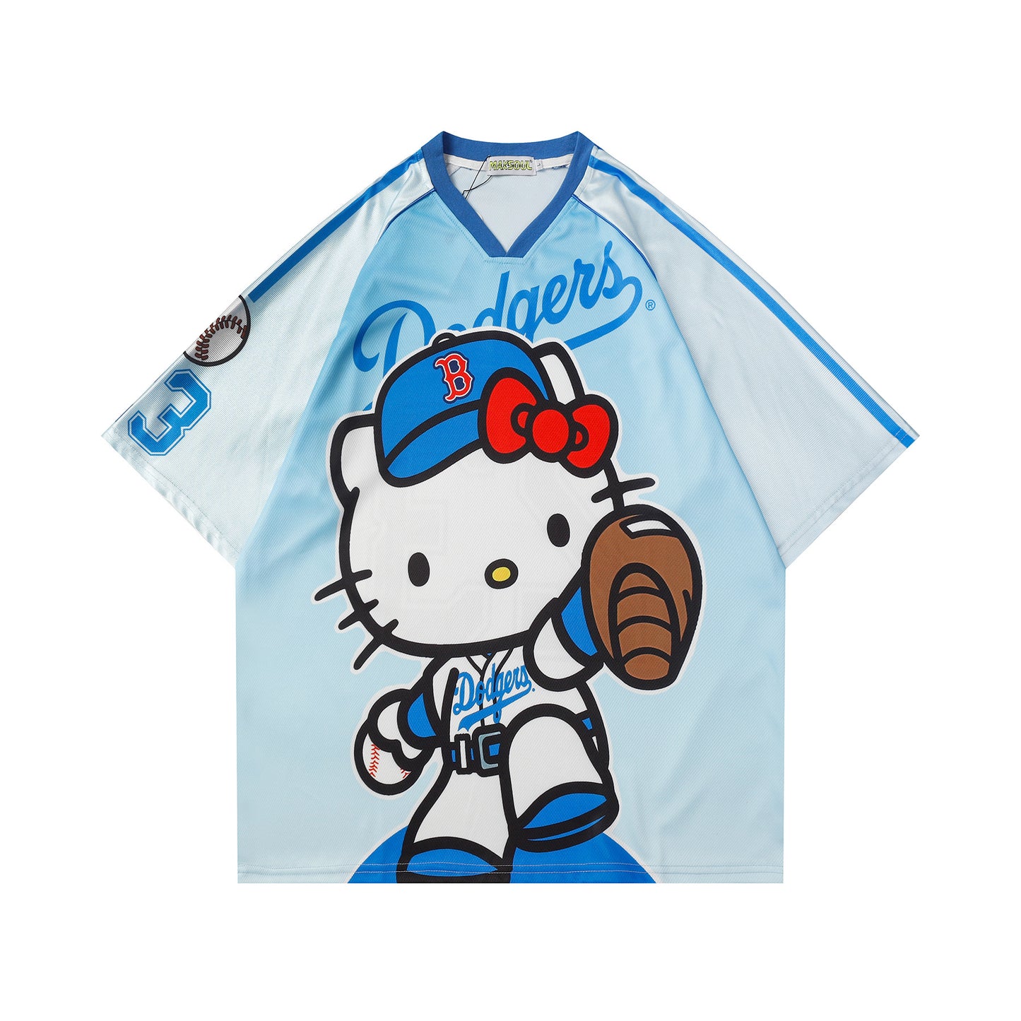 Hellokitty Cute Baseball Jersey Shirts Sports Uniform Summer Loose Short Sleeve Tops T-Shirts