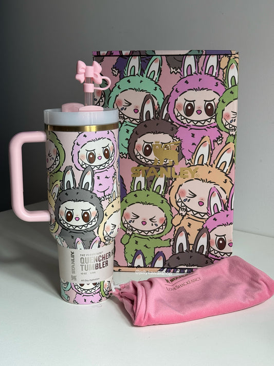 LABUBU In-Car Insulated Cup 1200 ml Tumbler with Handle Stainless Steel Insulated Cup with Lid (Gift box）
