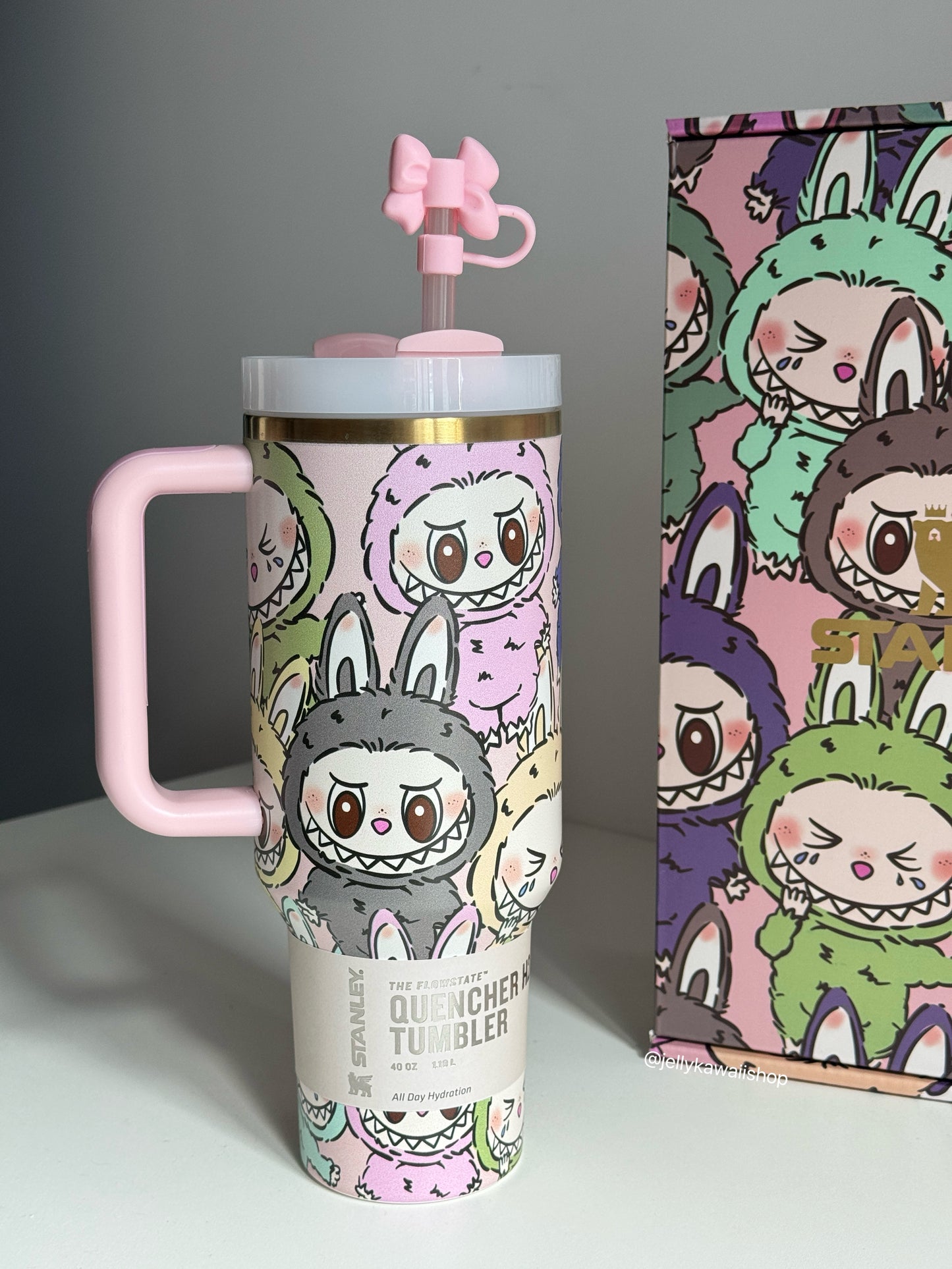 LABUBU In-Car Insulated Cup 1200 ml Tumbler with Handle Stainless Steel Insulated Cup with Lid (Gift box）