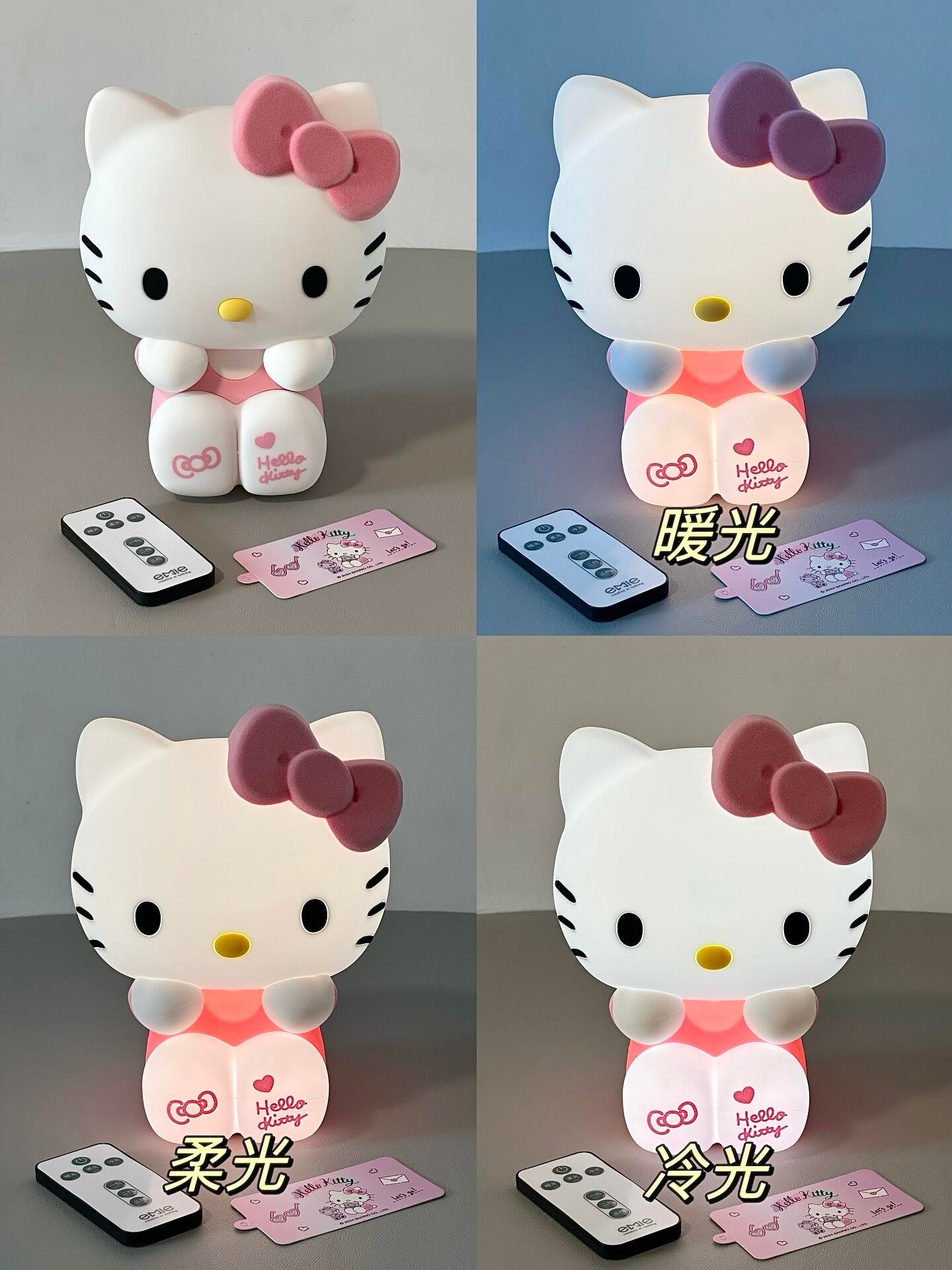 Hellokitty Cute Touch Lamp Remote Controls 3 Colors 3-Level Dimmable Nursery Nightlight Silicone Squishy Lamp Kawaii Room Decor Cute Gifts