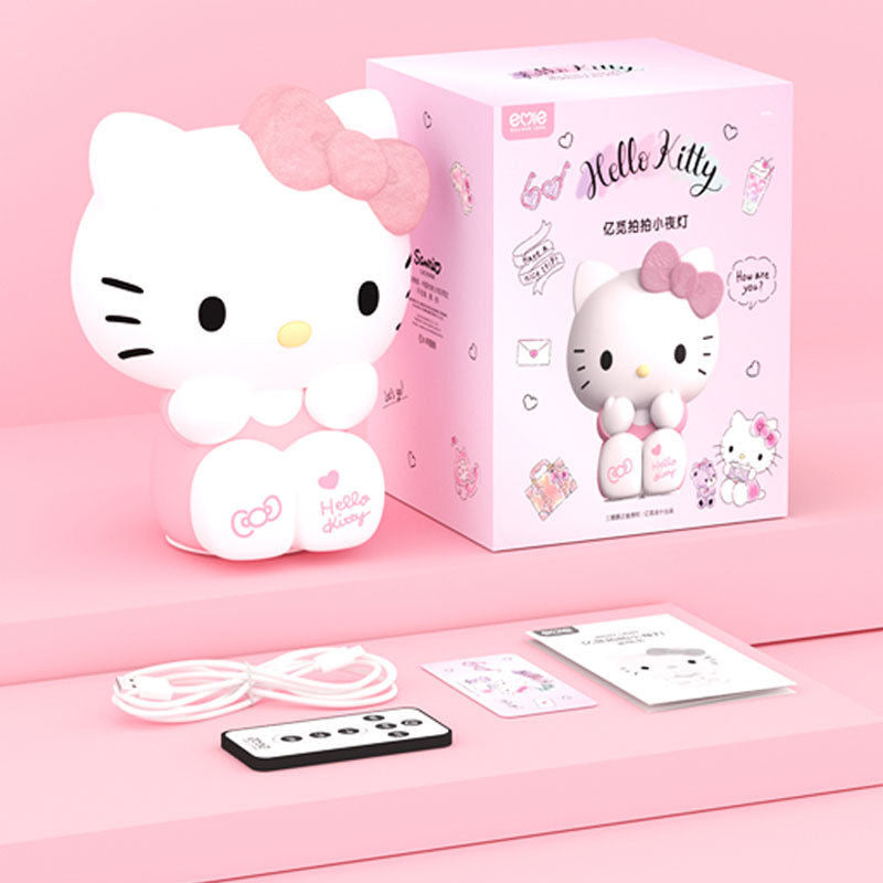 Hellokitty Cute Touch Lamp Remote Controls 3 Colors 3-Level Dimmable Nursery Nightlight Silicone Squishy Lamp Kawaii Room Decor Cute Gifts