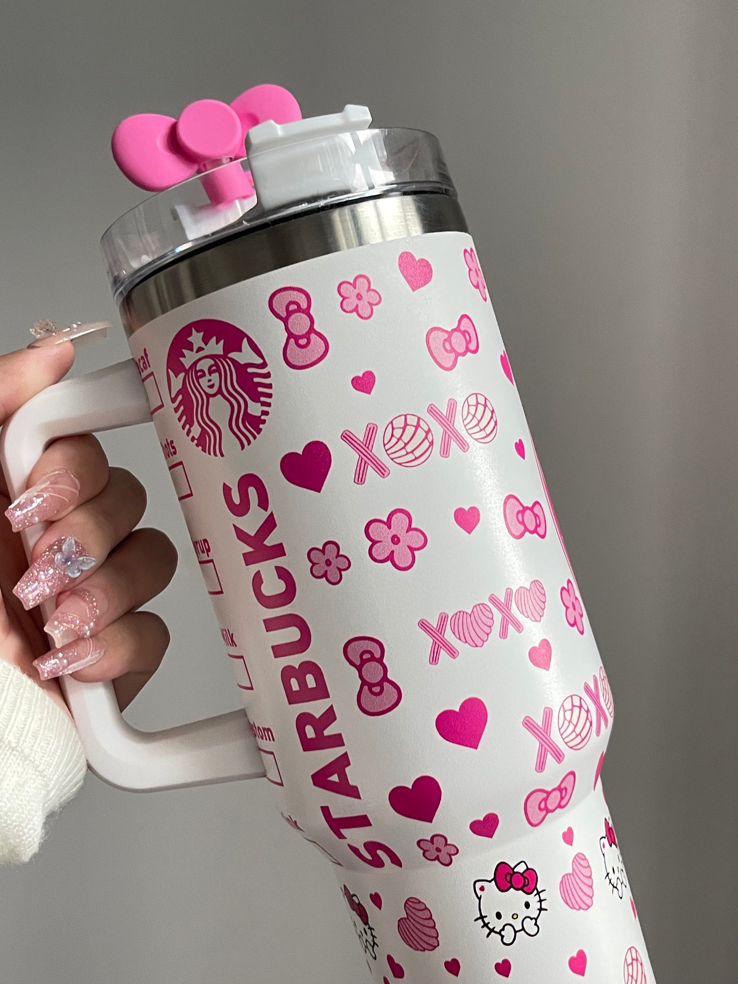 SipSweetie｜Hellokitty Starbucks Coffee In-Car Insulated Cup 1200 ml Tumbler with Handle Stainless Steel Insulated Cup with Lid #0018