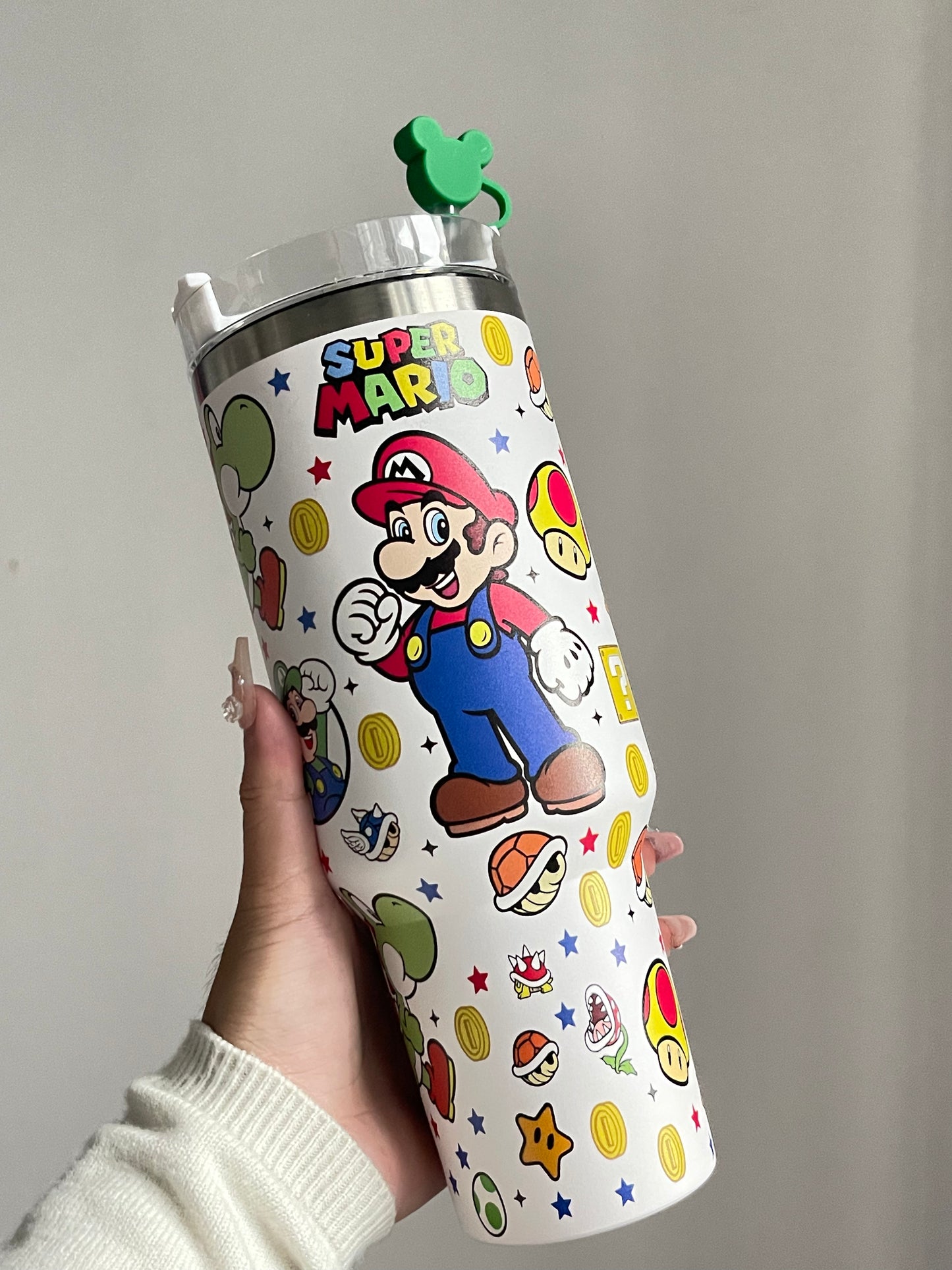 SipSweetie｜Super Mario Bros In-Car Insulated Cup 1200 ml Tumbler with Handle Stainless Steel Insulated Cup with Lid #0023