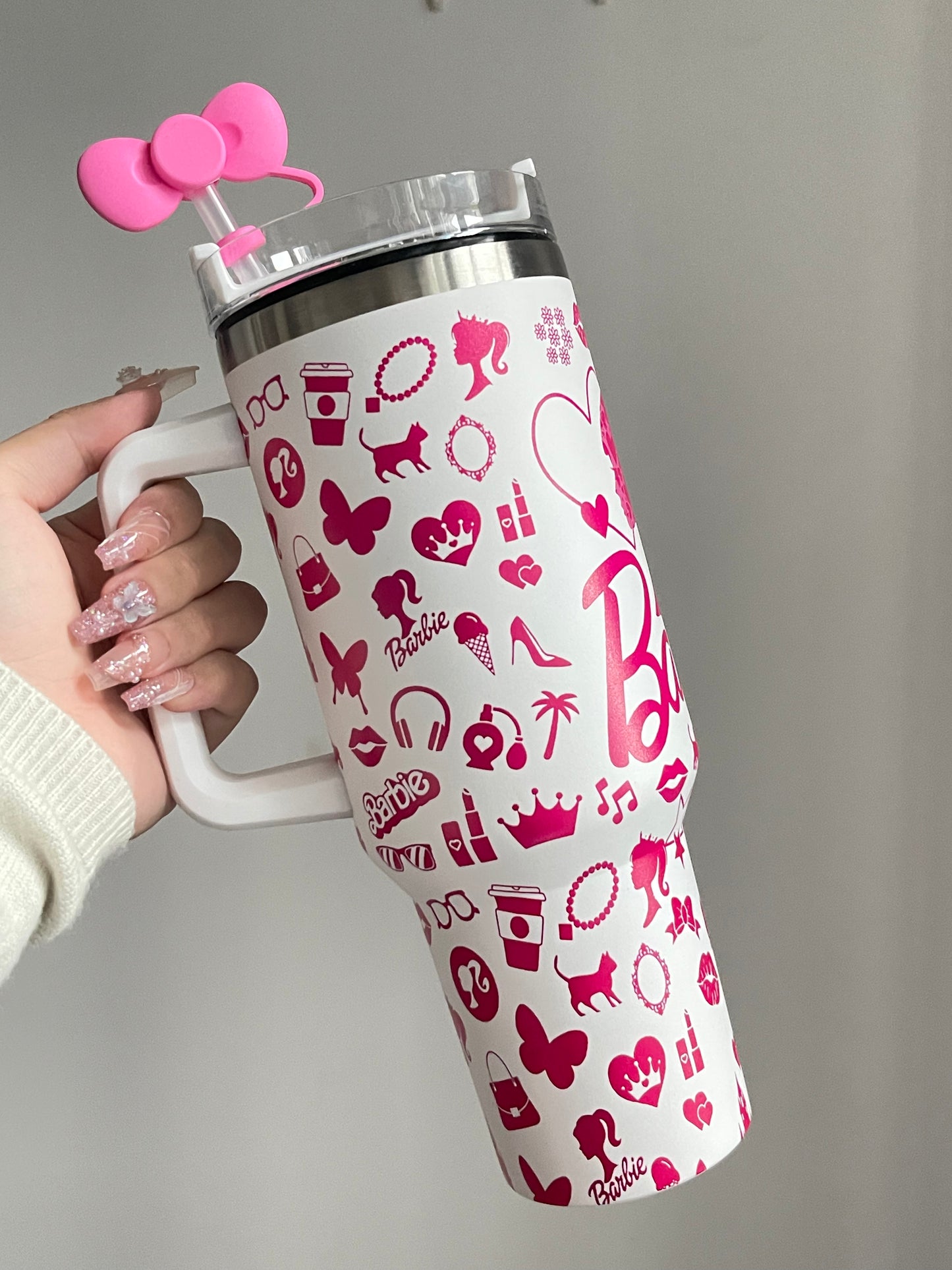 SipSweetie｜Barbie In-Car Insulated Cup 1200 ml Tumbler with Handle Stainless Steel Insulated Cup with Lid #0020