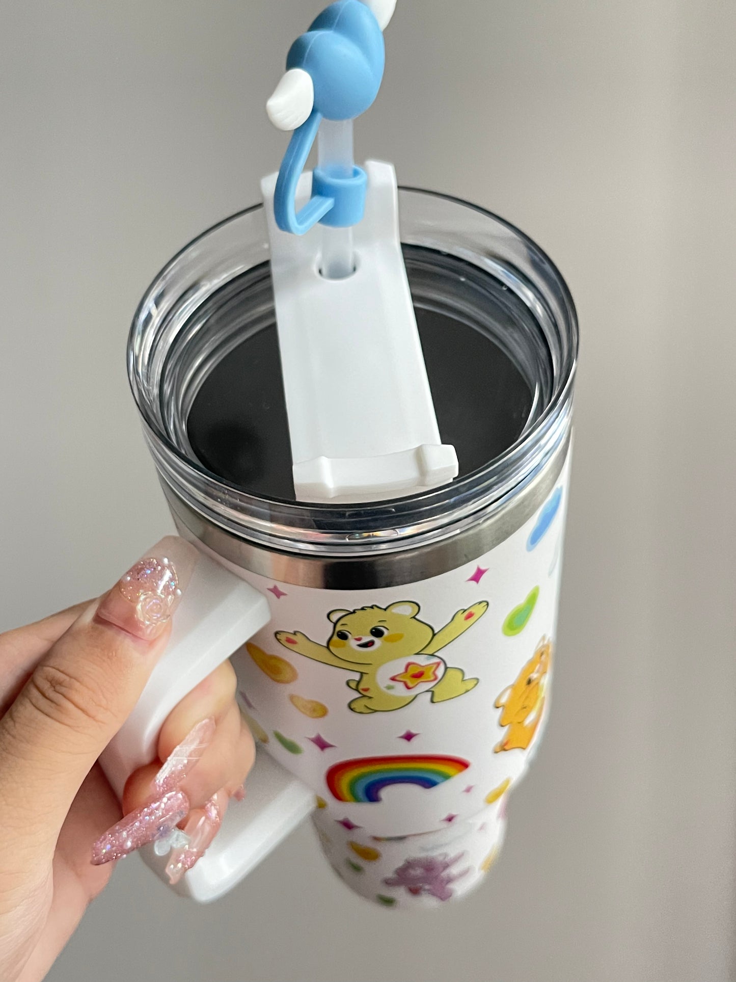 SipSweetie｜Care Bear In-Car Insulated Cup 1200 ml Tumbler with Handle Stainless Steel Insulated Cup with Lid #0021