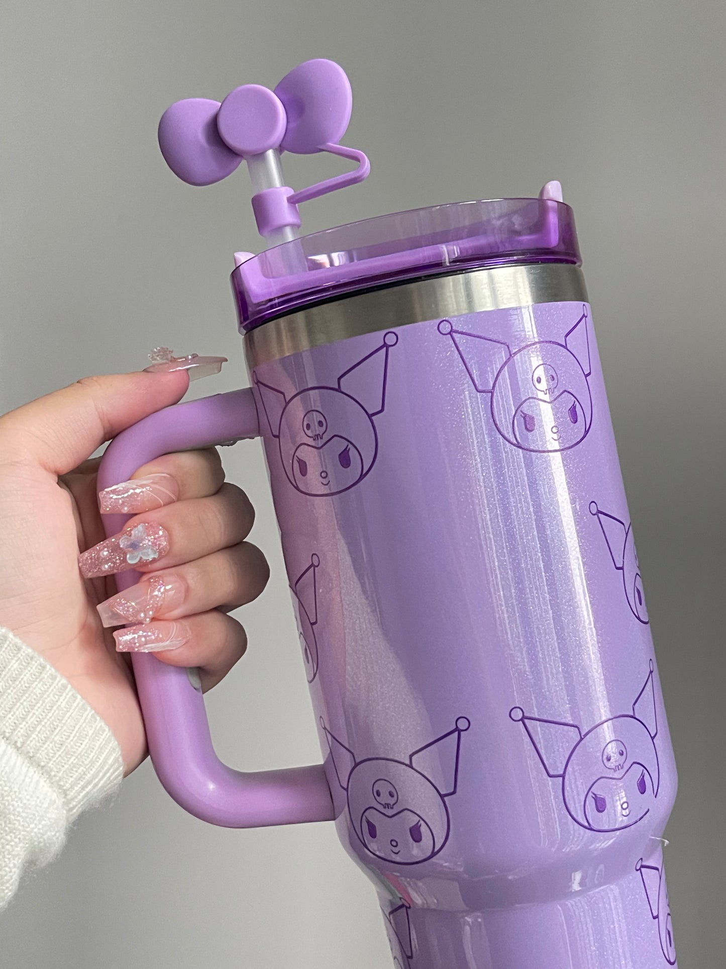 SipSweetie｜Kuromi Purple In-Car Insulated Cup 1200 ml Tumbler with Handle Stainless Steel Insulated Cup with Lid #0008