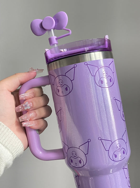 SipSweetie｜Kuromi Purple In-Car Insulated Cup 1200 ml Tumbler with Handle Stainless Steel Insulated Cup with Lid #0008