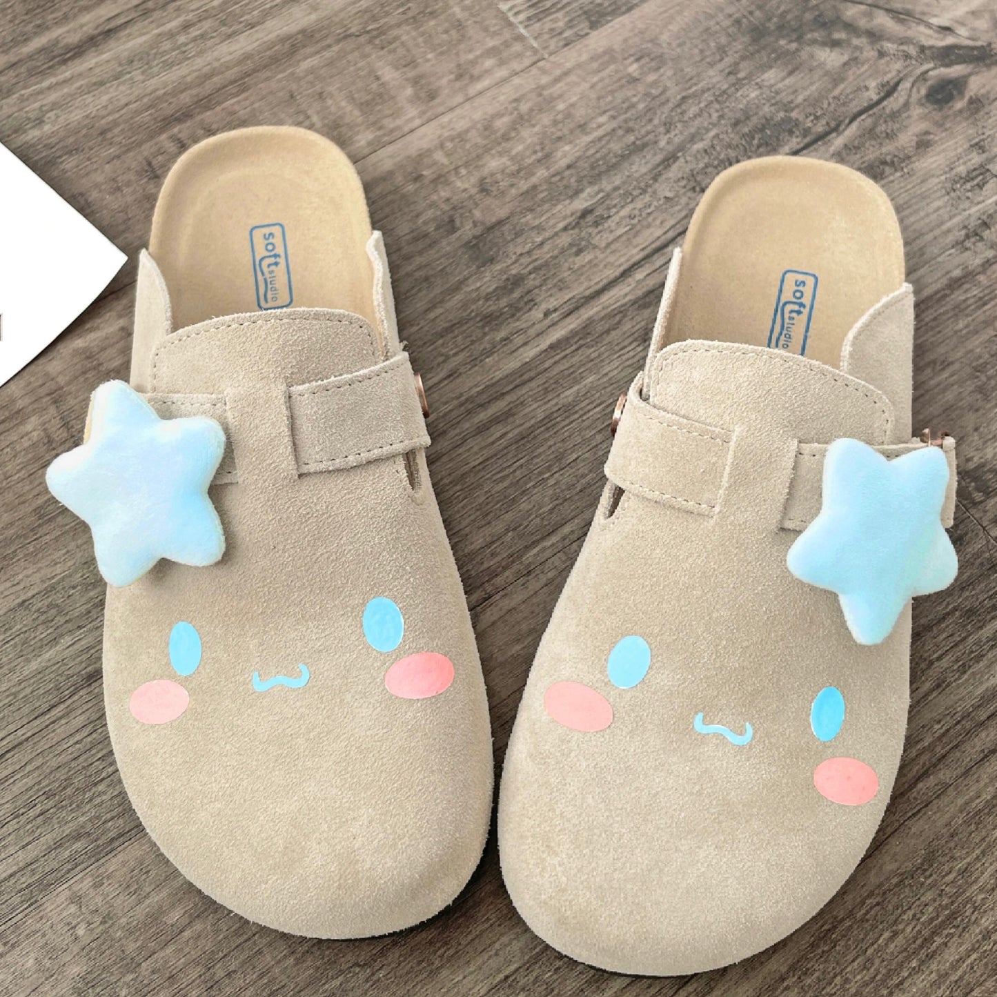 Hellokitty Suede Clogs Leather Mules Cork Footbed Sandals Potato Shoes with Arch Support