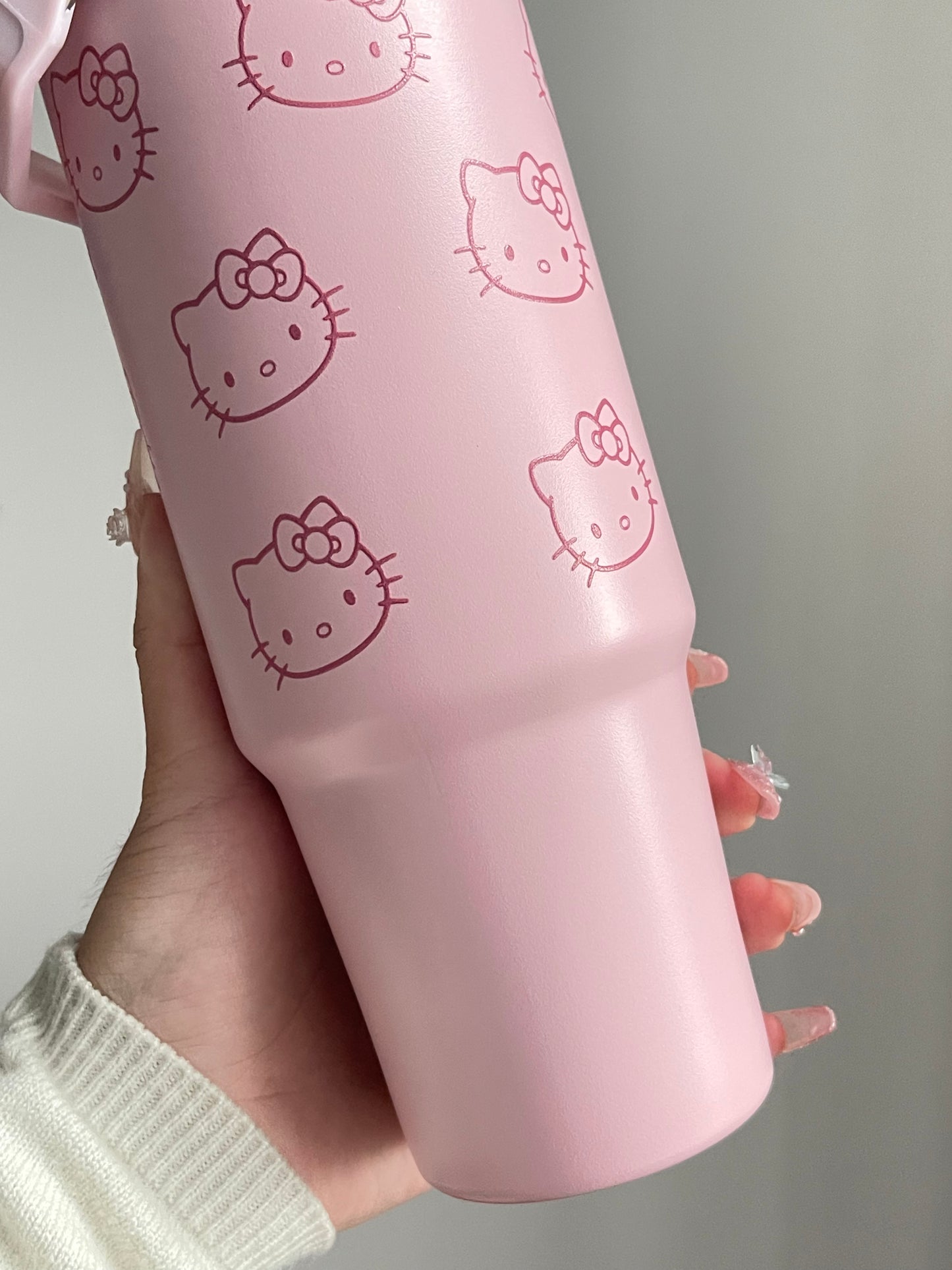 SipSweetie｜Hellokitty Rose Quartz Stainless Steel Tumbler with Straw - Vacuum Insulated Water Bottle for Home Office or Car Reusable Cup Leak Resistant Flip #0010