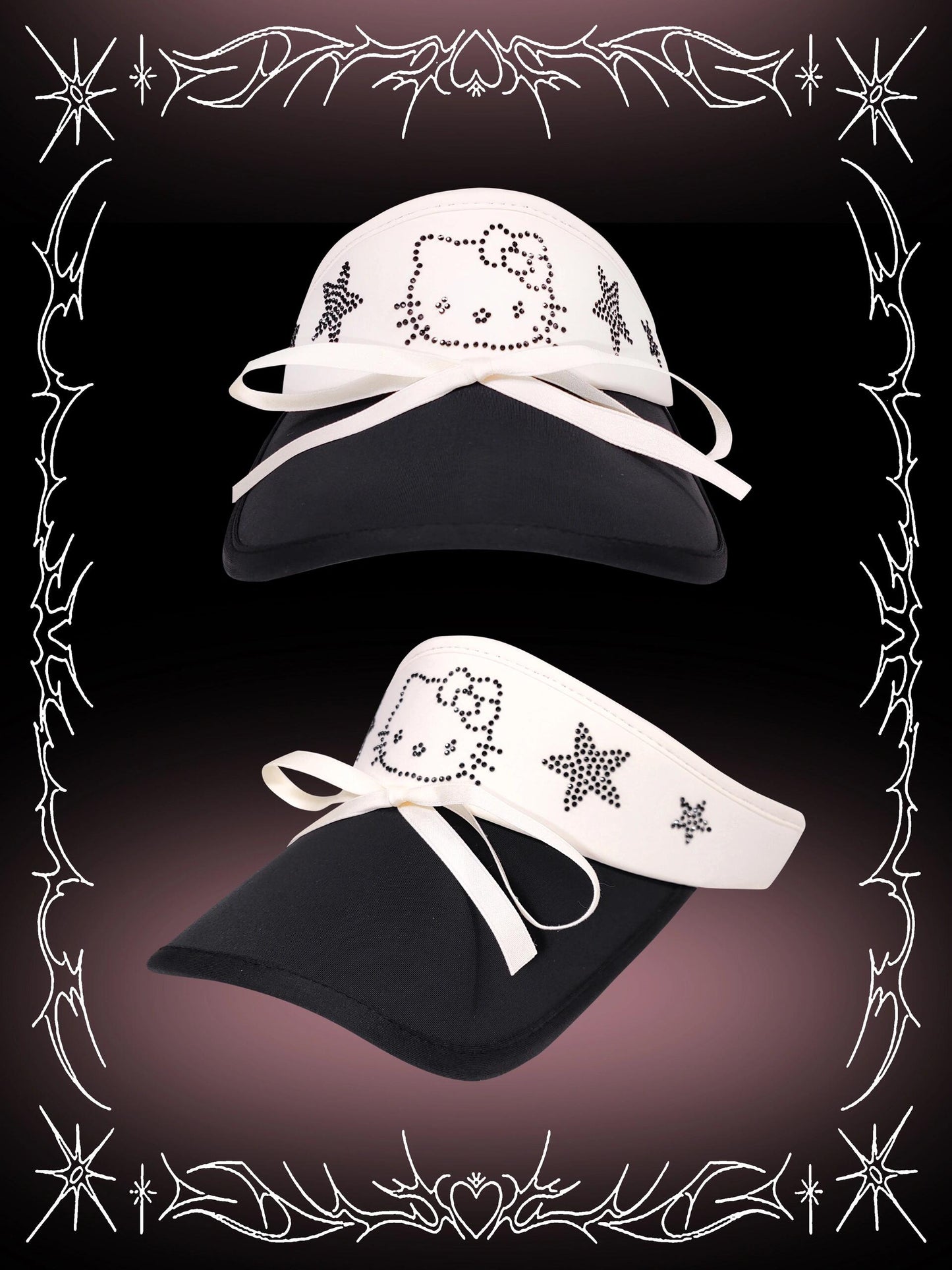 Hellokitty Rhinestone Sun Hat Women Sun Beach Visor Cap UV Protection with Wide Brim for Sports Beach Golf Hiking