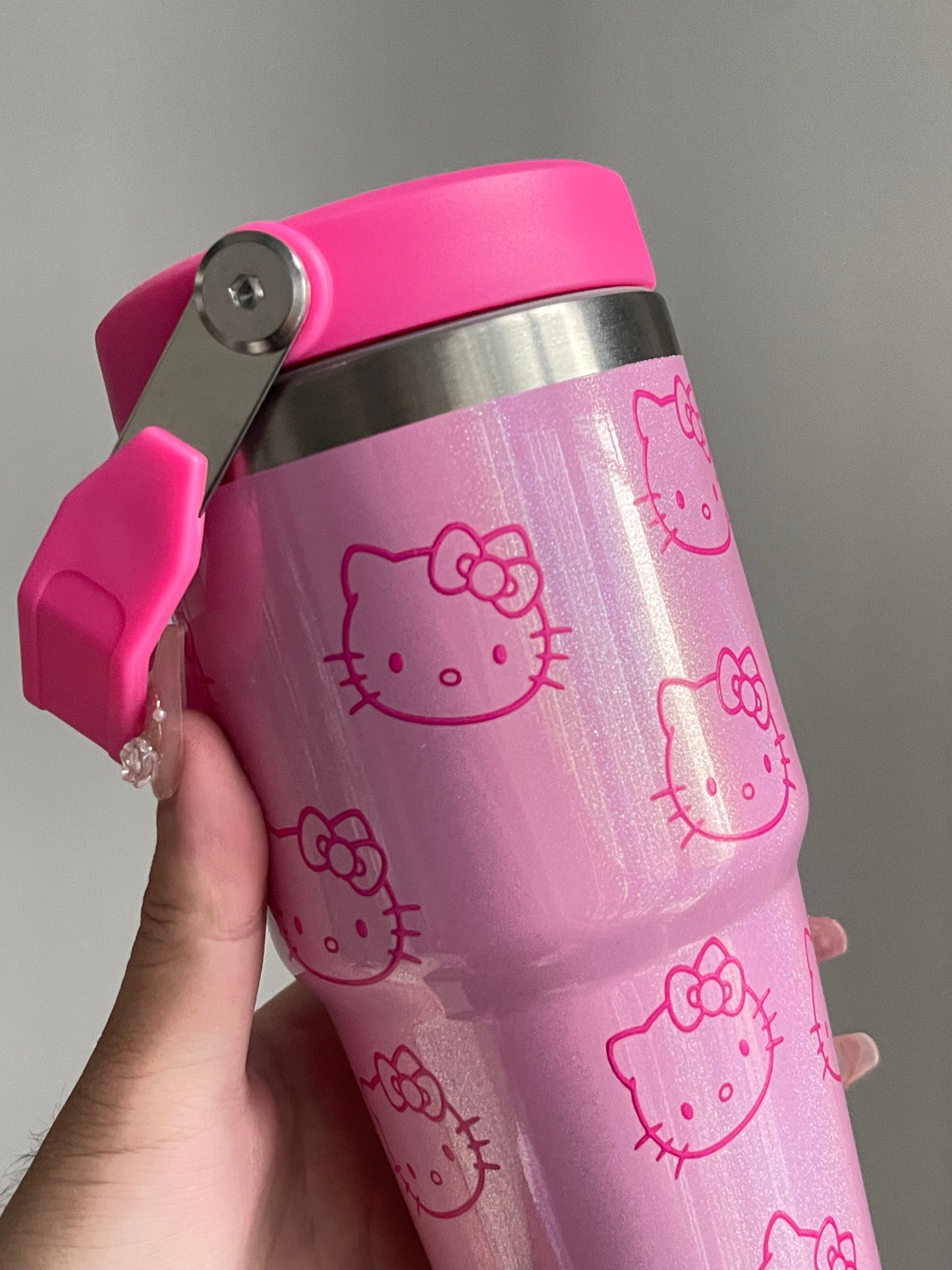 SipSweetie｜Hellokitty Pink Stainless Steel Tumbler with Straw - Vacuum Insulated Water Bottle for Home Office or Car Reusable Cup Leak Resistant Flip #0011