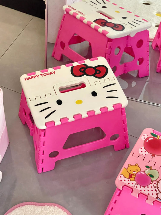 Hellokitty Laundry Folding Lightweight Step Stool is Sturdy Enough to Support Adults for Kitchen, Bathroom or Bedroom