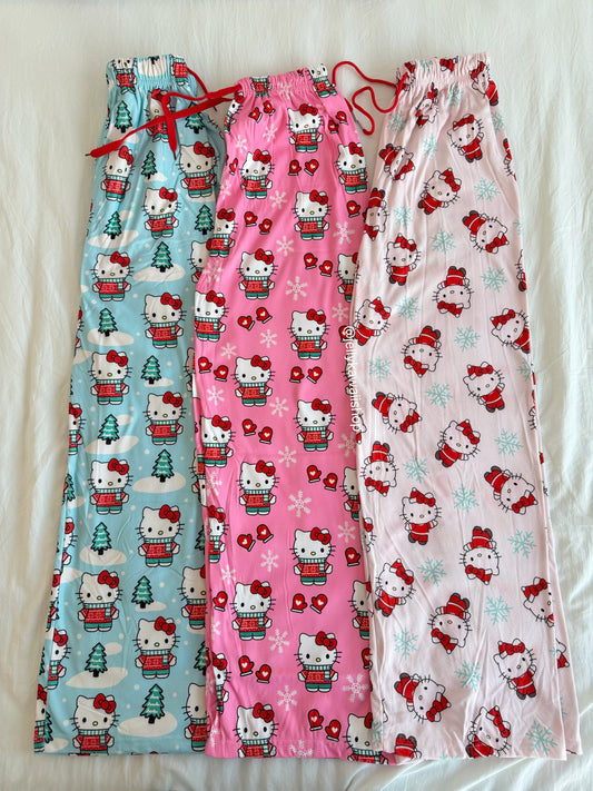 Hellokitty Christmas Pants Pajama Cute Soft Long Bottoms Women Pjs Pj Gift