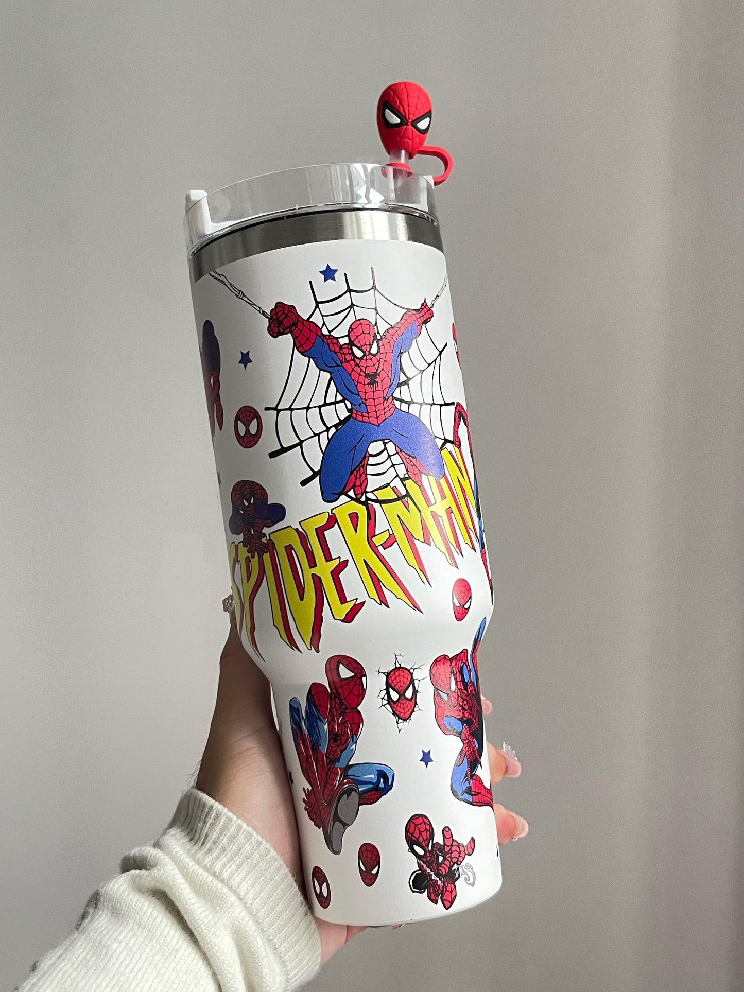 SipSweetie｜Spiderman In-Car Insulated Cup 1200 ml Tumbler with Handle Stainless Steel Insulated Cup with Lid #0009