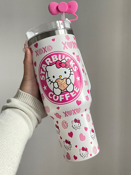 SipSweetie｜Hellokitty Starbucks Coffee In-Car Insulated Cup 1200 ml Tumbler with Handle Stainless Steel Insulated Cup with Lid #0018