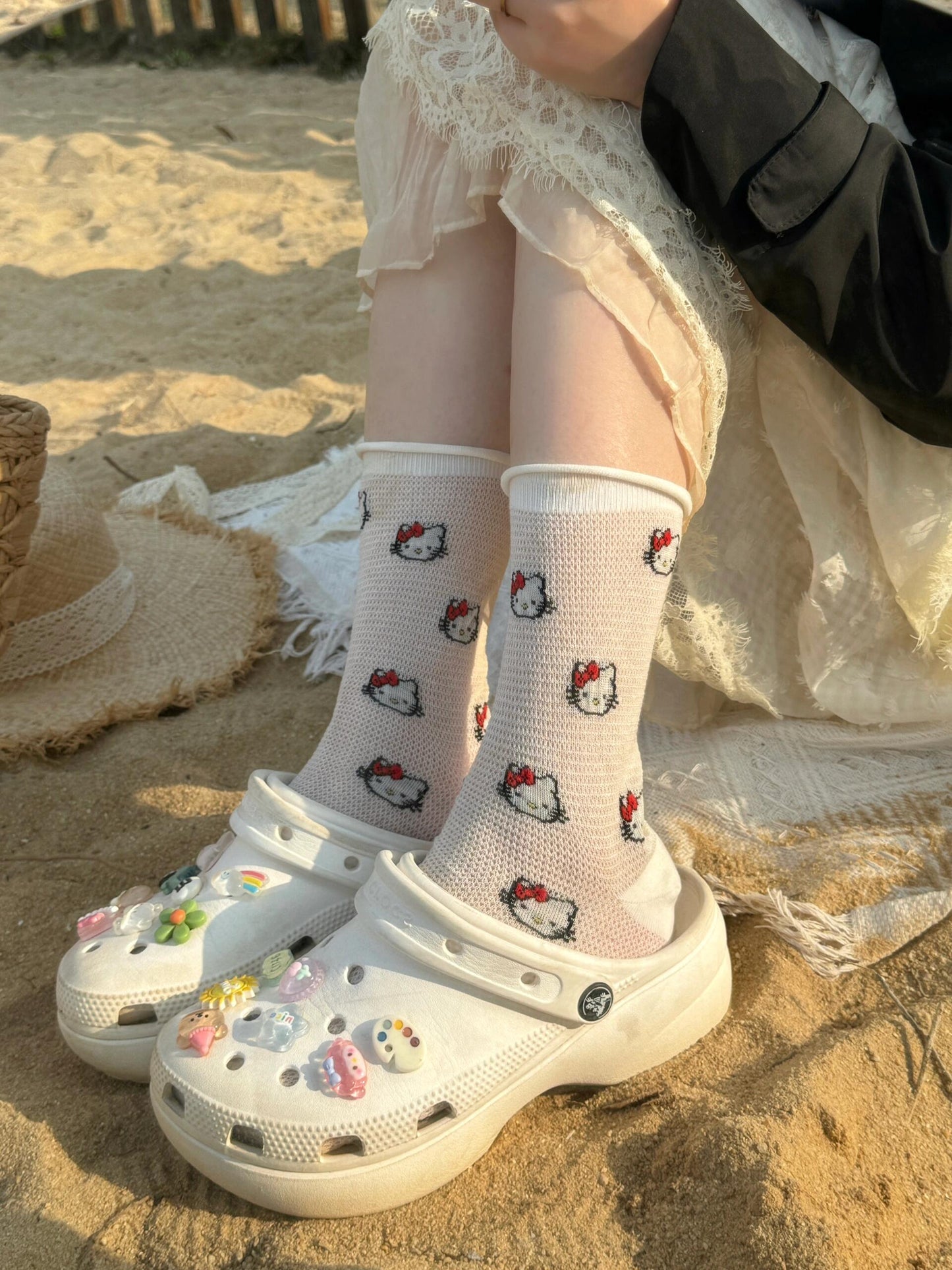 Hellokitty Womens Crew Socks Casual Cute Socks Thin Ankle Socks 2 Pack