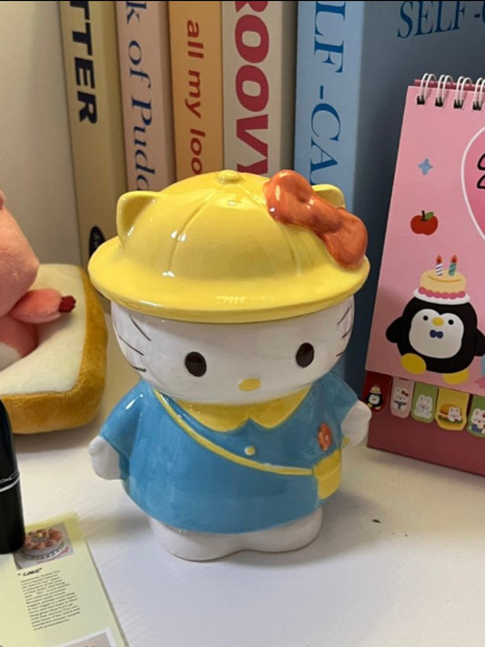 KT Shaped Mug Cute Ceramic Coffee Mug with Lid