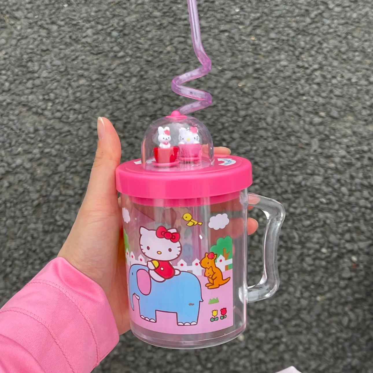 Sanrio Top Swivel Cups Plastic With Lids & Straws