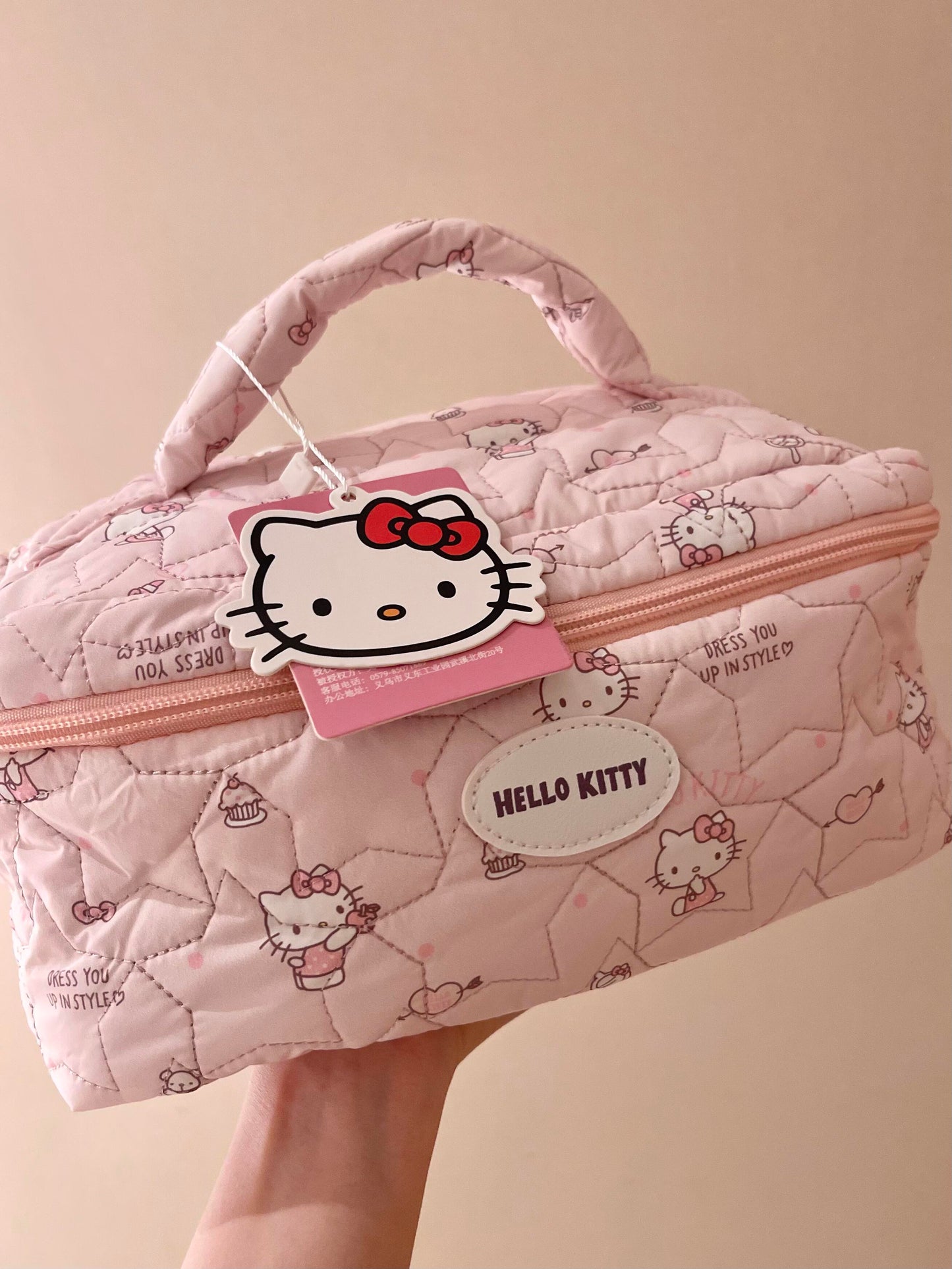 Sanrio Makeup Portable Quilted Cosmetic Bag Large Cotton  Makeup Bag Travel Toiletry Bag
