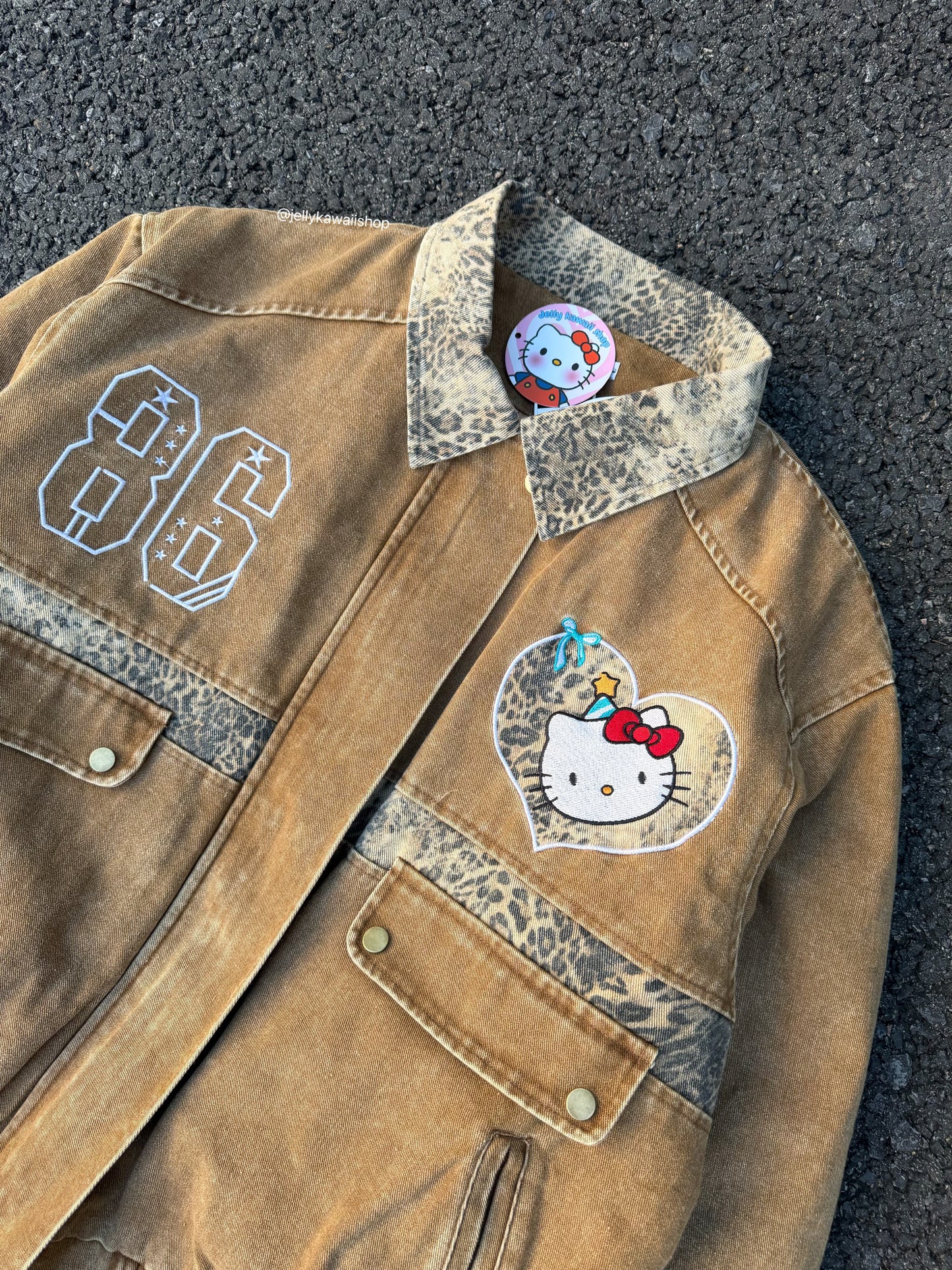【Cyber Monday Deals🔥】Hellokitty Brown Leopard Print Varsity Jacket Baseball Bomber Jacket Vintage Unisex Streetwear Coats