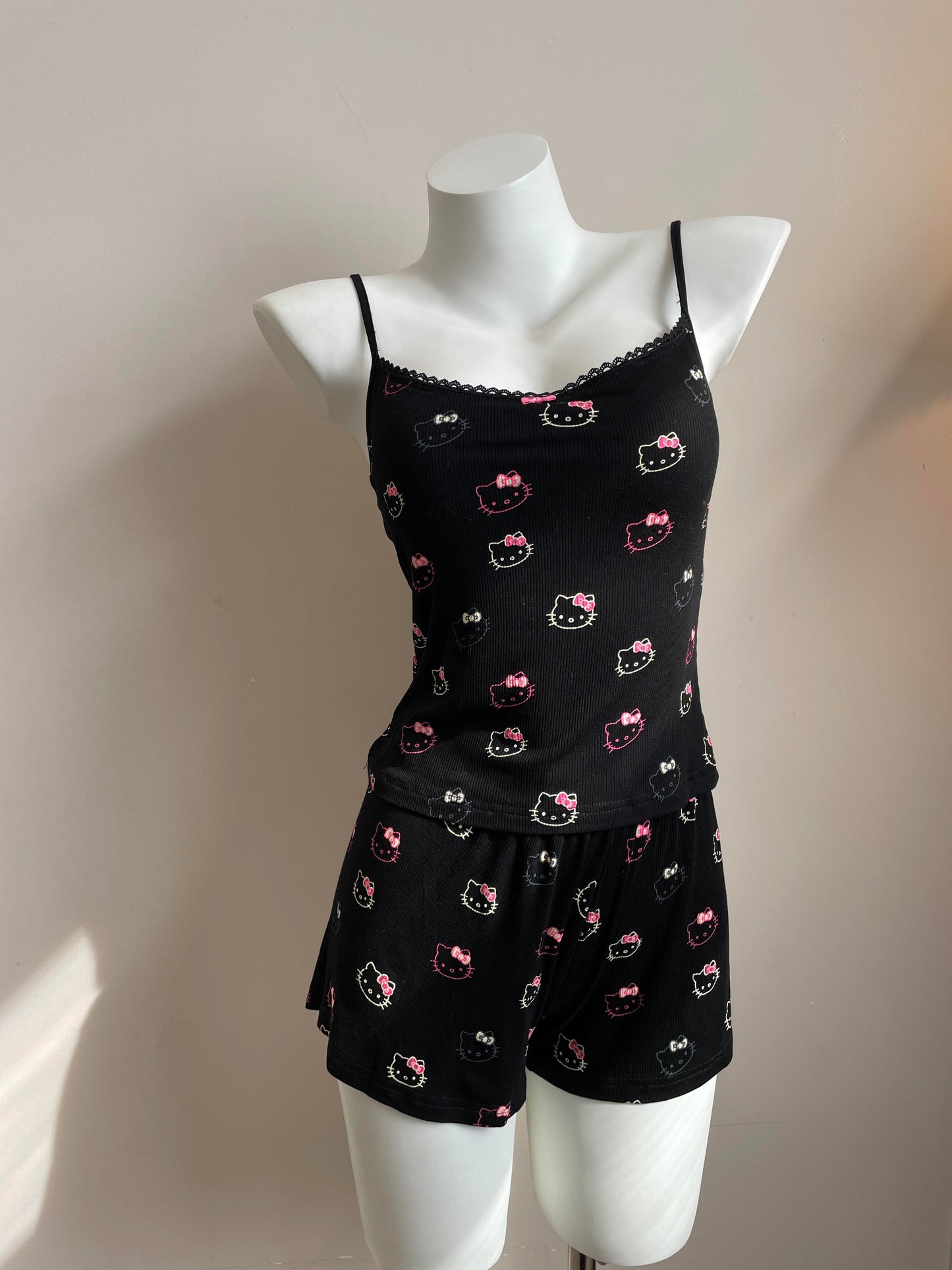 Hellokitty Black Lace Pajama Set 2 Piece