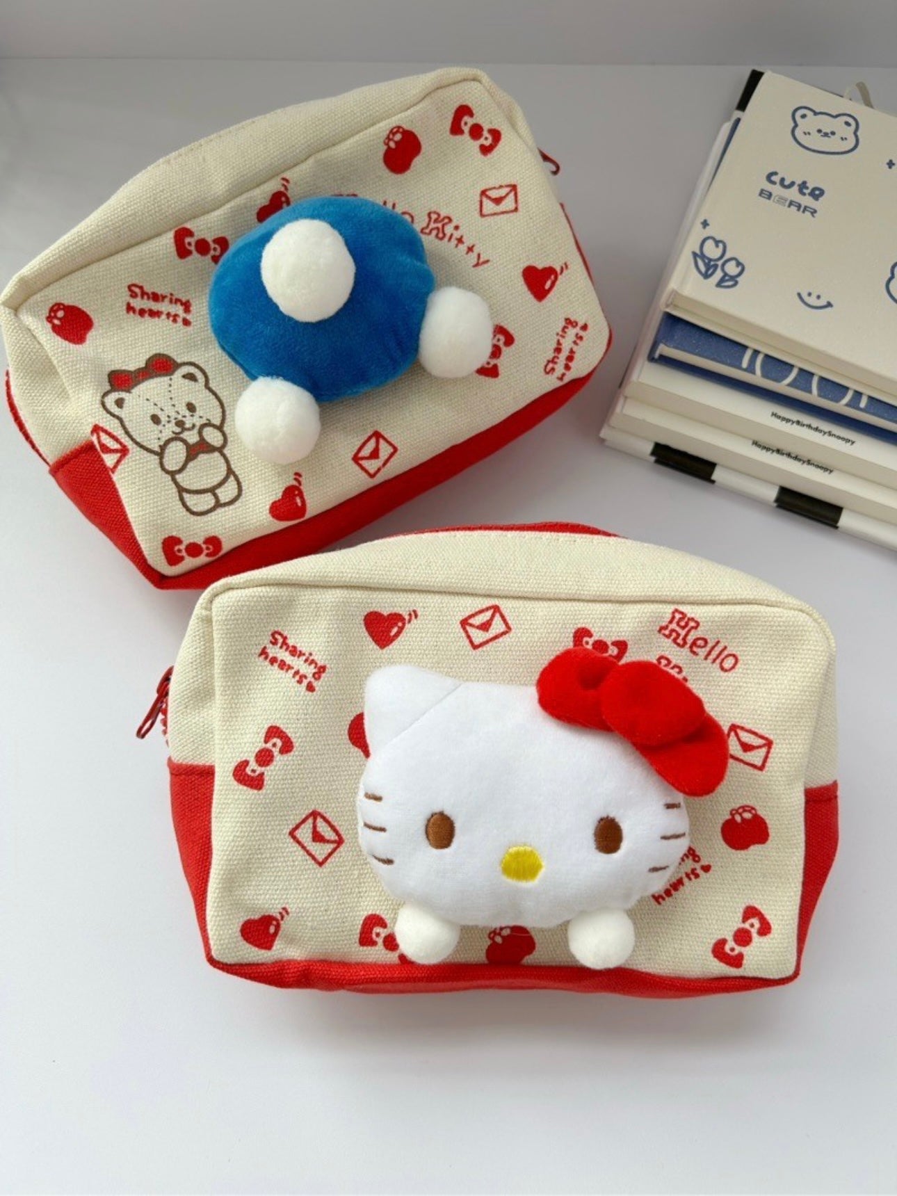 Hellokitty Fuzzy Makeup Pouch Cute Cosmetic Bag Aesthetic Pencil Case for Women Travel Toiletry Bag  Brushes Storage Bag Zipper Pouches for Organizing
