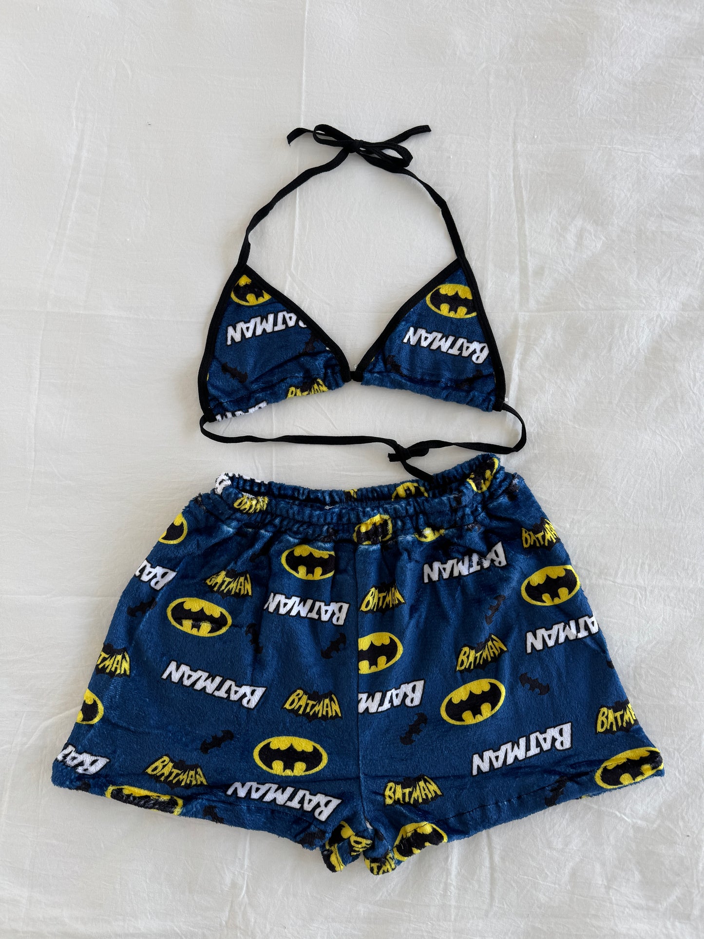 Hellokitty Spider-Man Batman 2 Piece Sleepwear Flannel Bikini Top with Shorts Pj Set