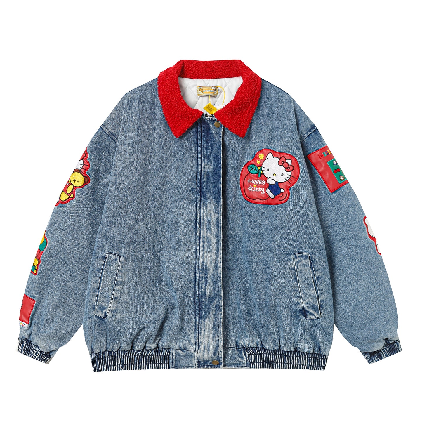 Hellokitty Embroidered Denim Jackets Fall Fashion Motorcycle Coats Winter Outfits Clothes