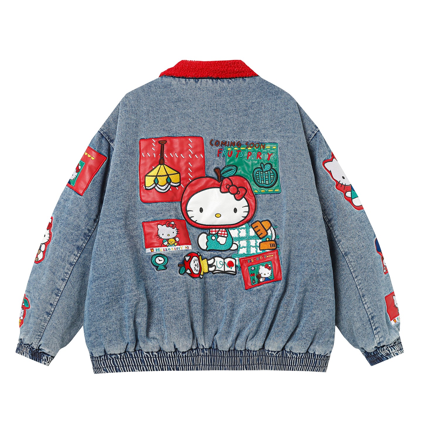 Hellokitty Embroidered Denim Jackets Fall Fashion Motorcycle Coats Winter Outfits Clothes