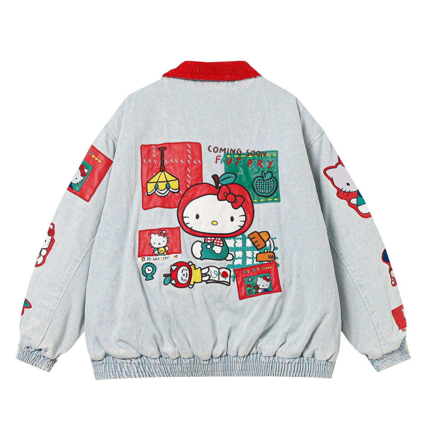 Hellokitty Embroidered Denim Jackets Fall Fashion Motorcycle Coats Winter Outfits Clothes