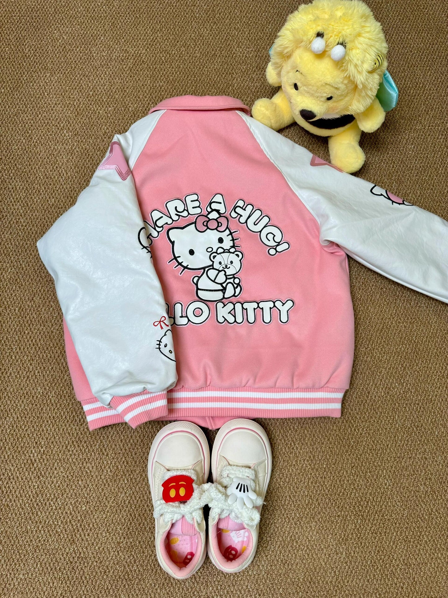 Hellokitty PU Jackets Faux Suede Fall Fashion Motorcycle Coats Winter Outfits Clothes