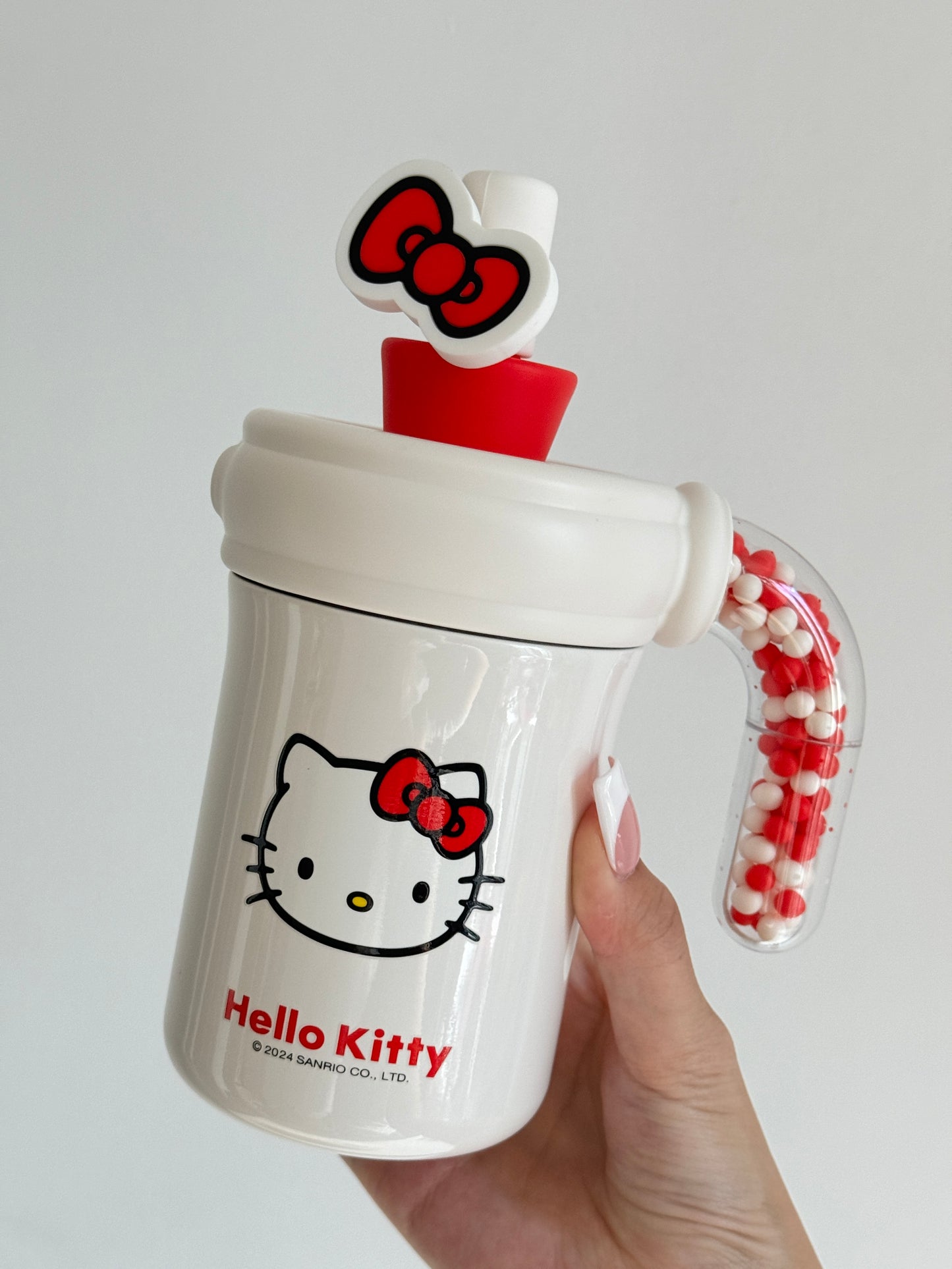 Hellokitty 400ml Tumbler with Handle Stainless Steel Insulated Cup with Lid & Straw Water Bottle Cupholder Friendly Women Travel Mug